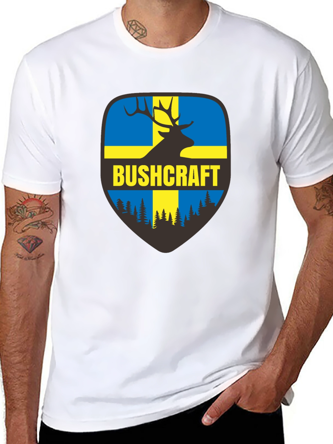 Bushcraft Sweden Flag Deer T-Shirt