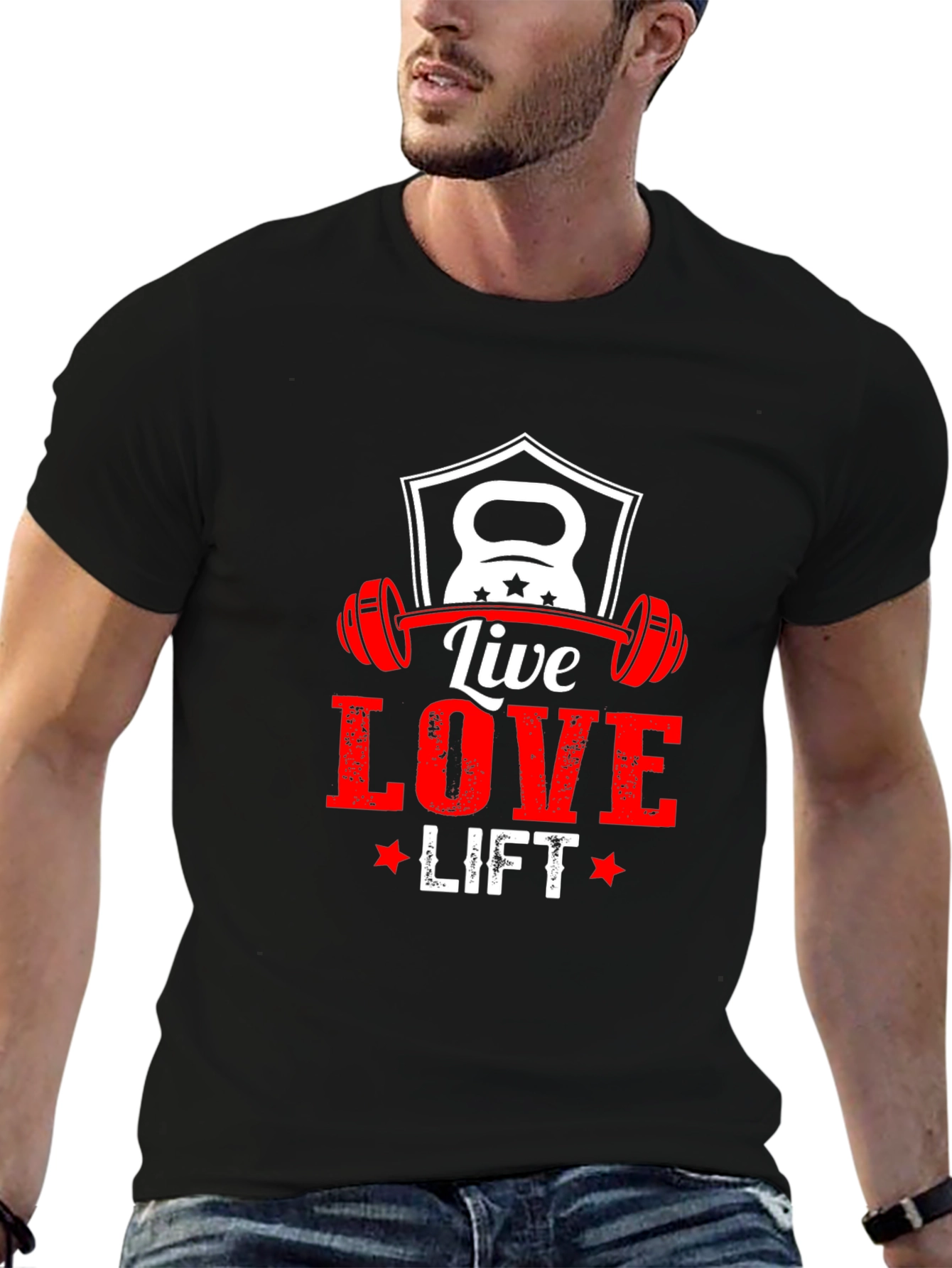 Live Love Lift Black T-Shirt - Gym Fitness Motivation