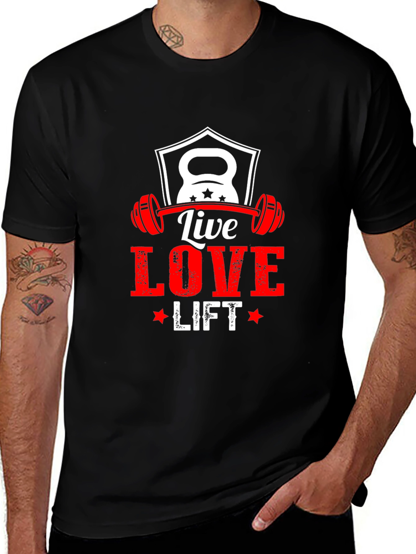 Live Love Lift Black T-Shirt - Gym Fitness Motivation