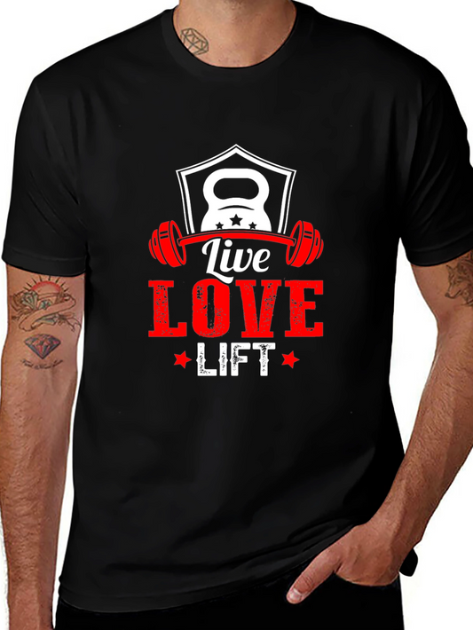 Live Love Lift Black T-Shirt - Gym Fitness Motivation