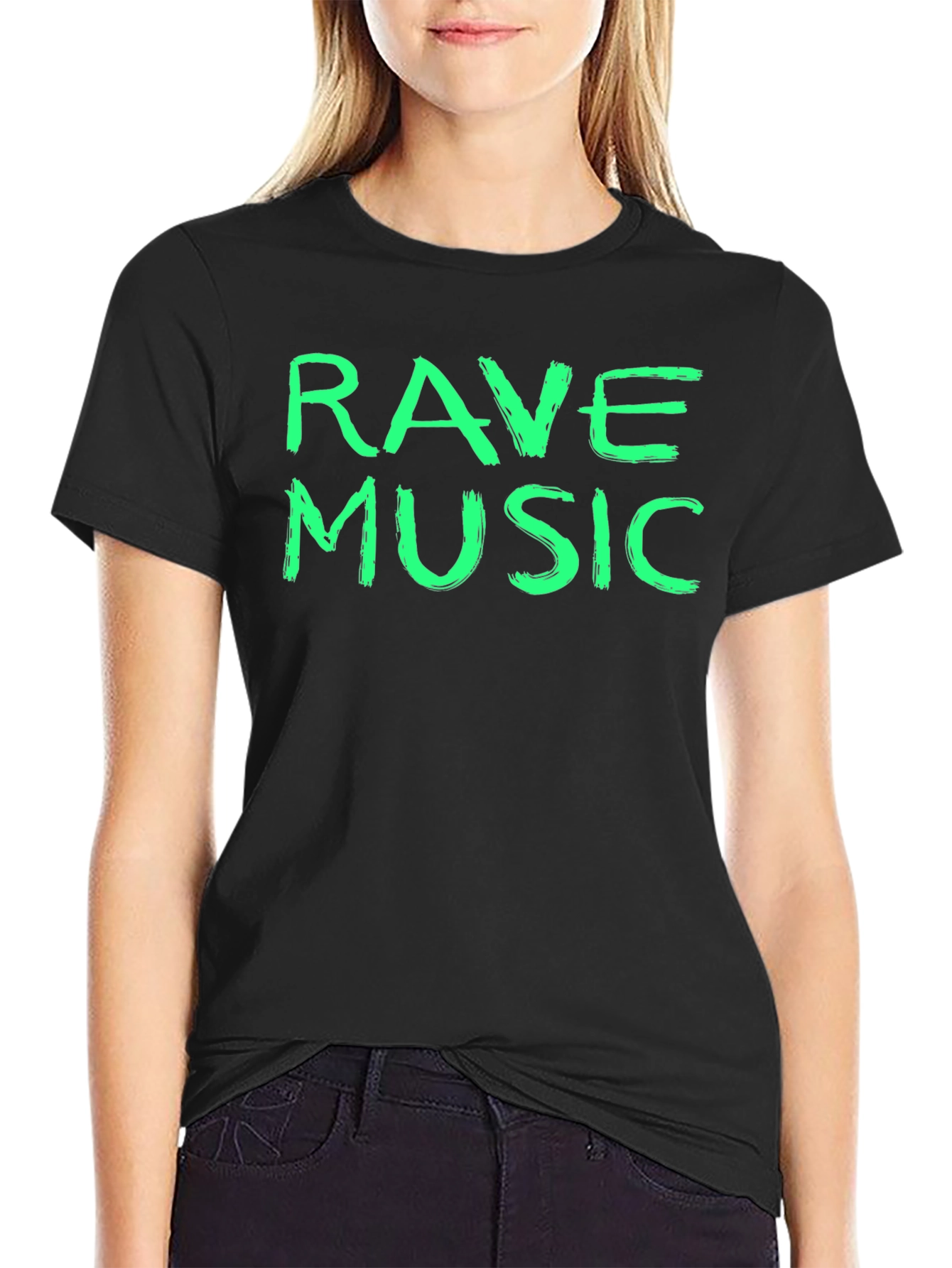 Rave Music Black Crew Neck T-Shirt