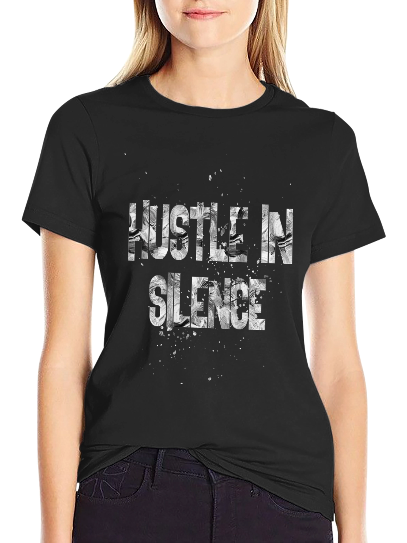 Hustle in Silence Graphic T-Shirt - Black