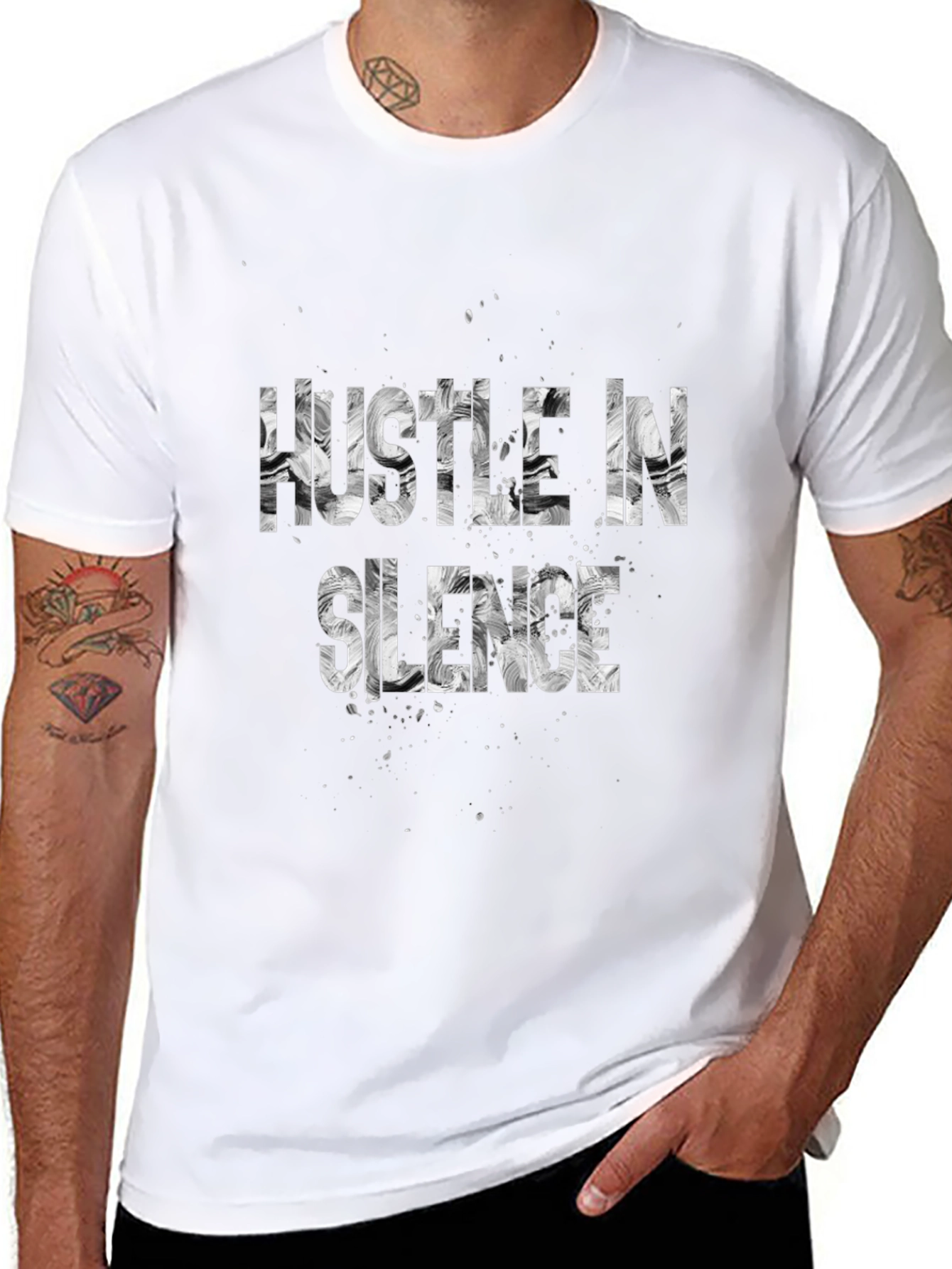 Hustle in Silence Graphic T-Shirt - Black