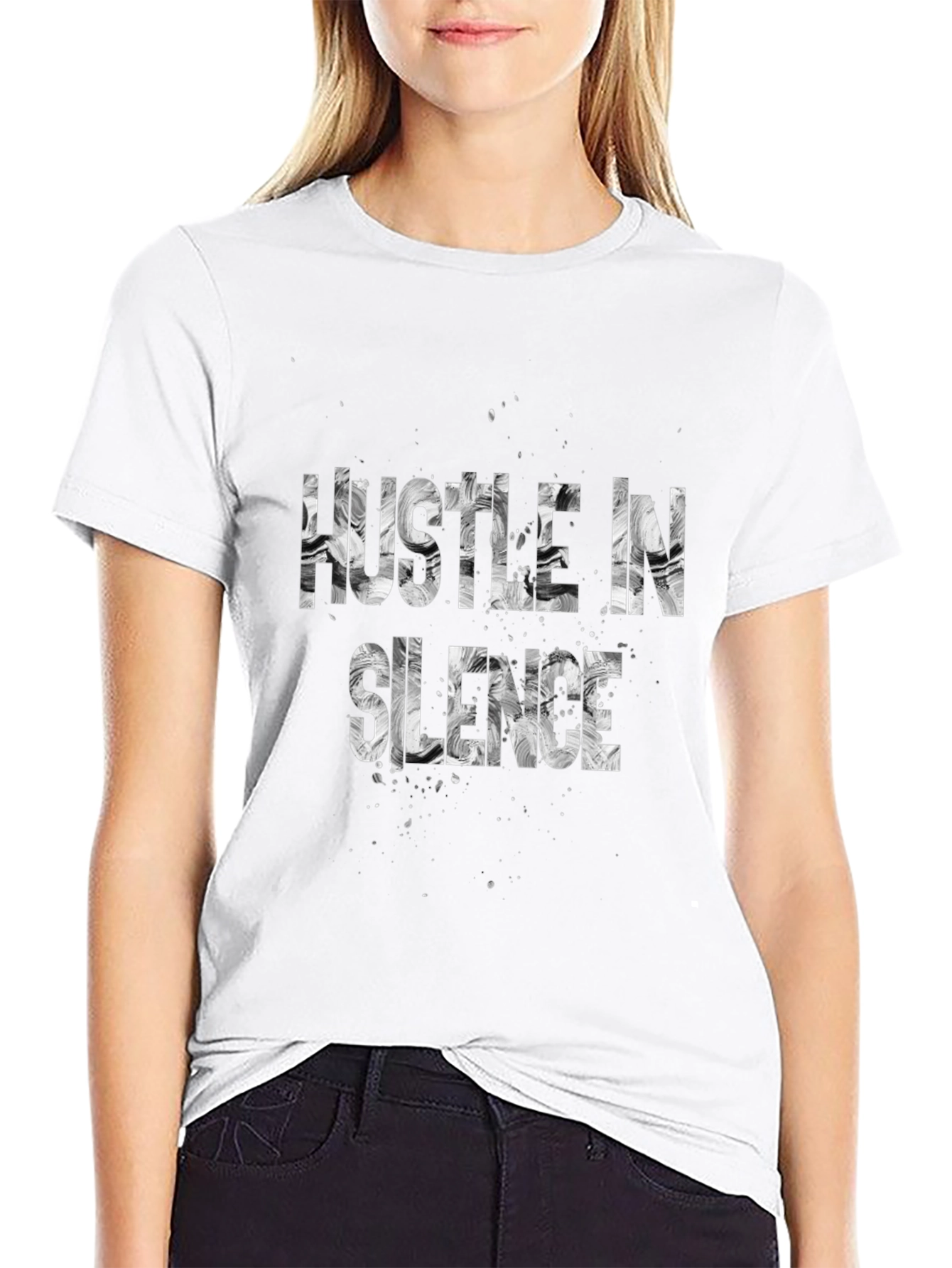 Hustle in Silence Graphic T-Shirt - Black