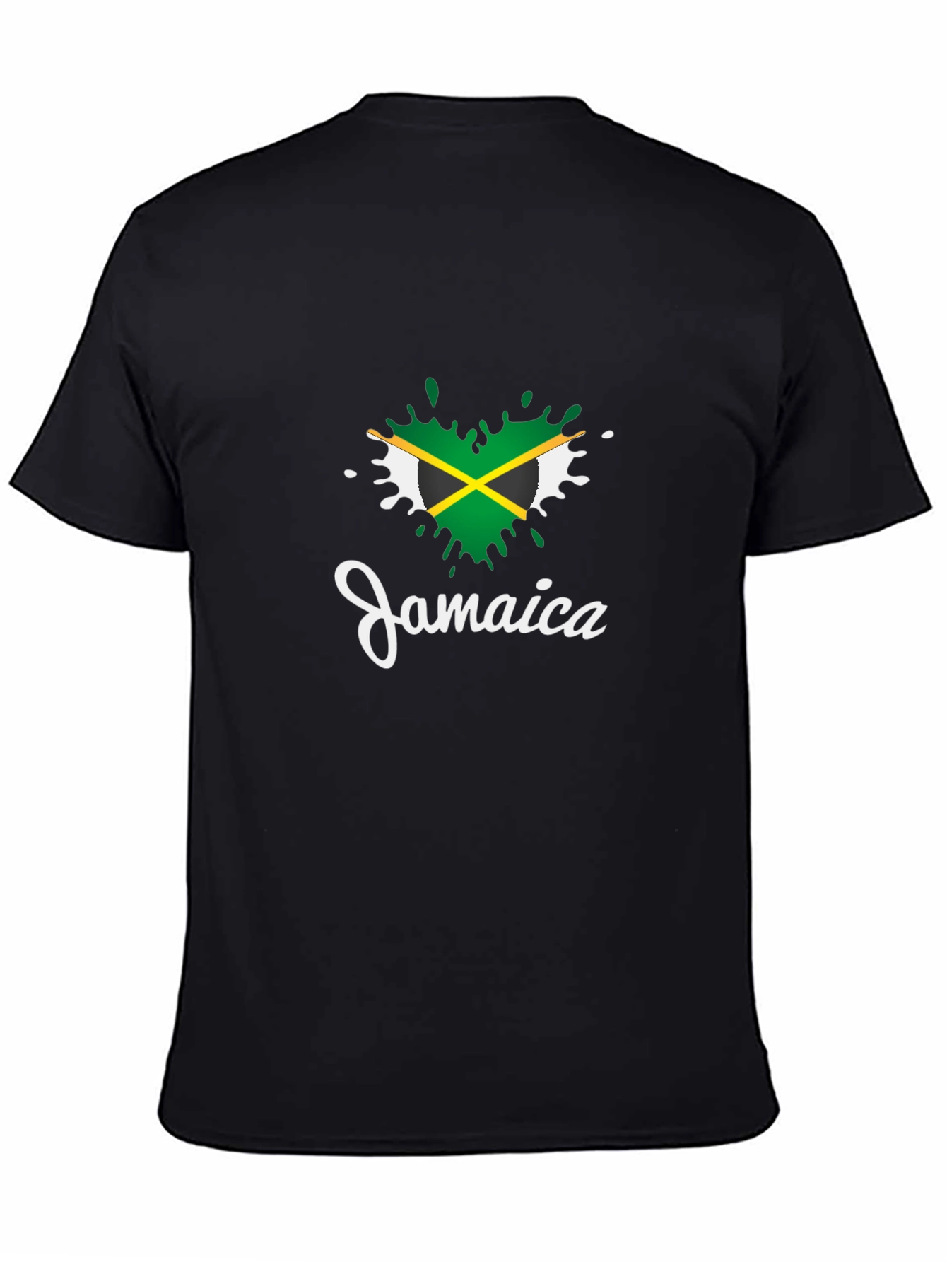 Jamaica Flag Heart T-Shirt - Black Cotton Tee