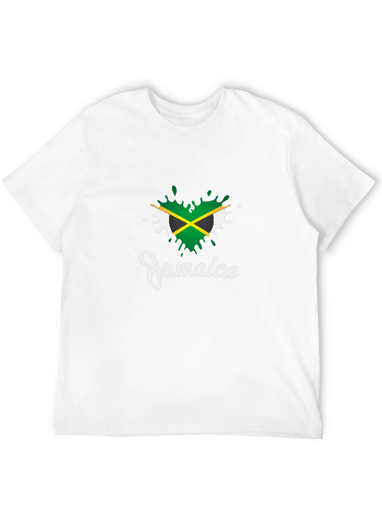 Jamaica Flag Heart T-Shirt - Black Cotton Tee