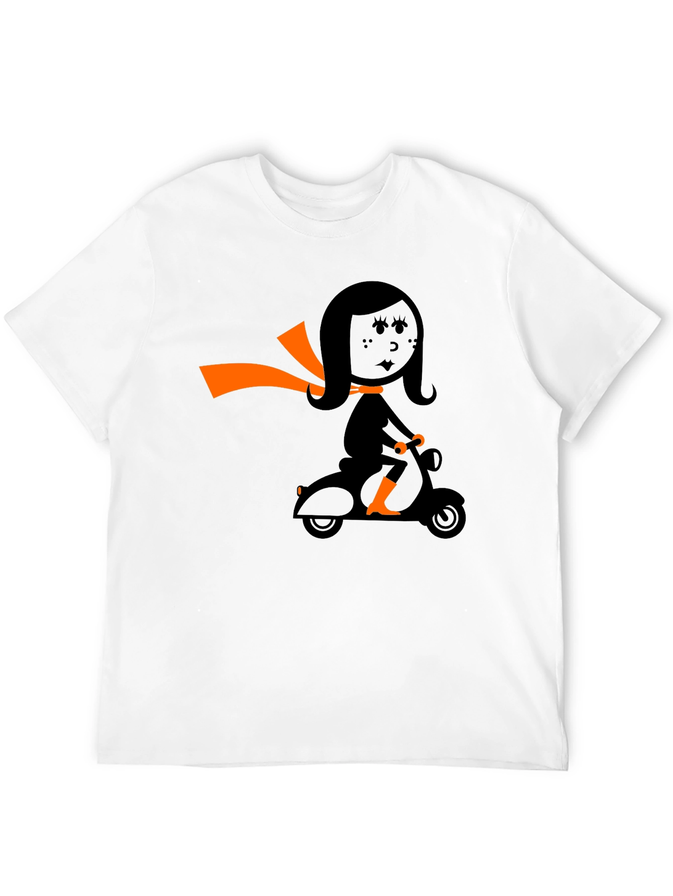 Retro Girl on Scooter Graphic Tee - Black