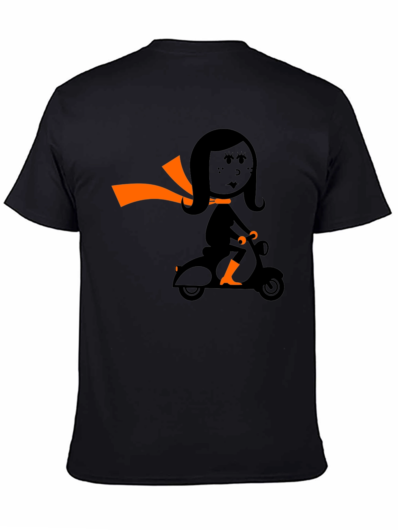 Retro Girl on Scooter Graphic Tee - Black