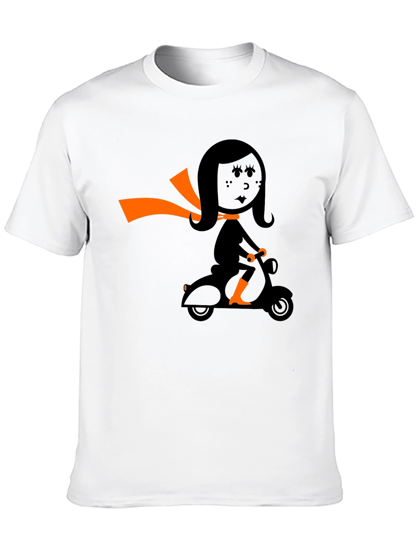 Retro Girl on Scooter Graphic Tee - Black