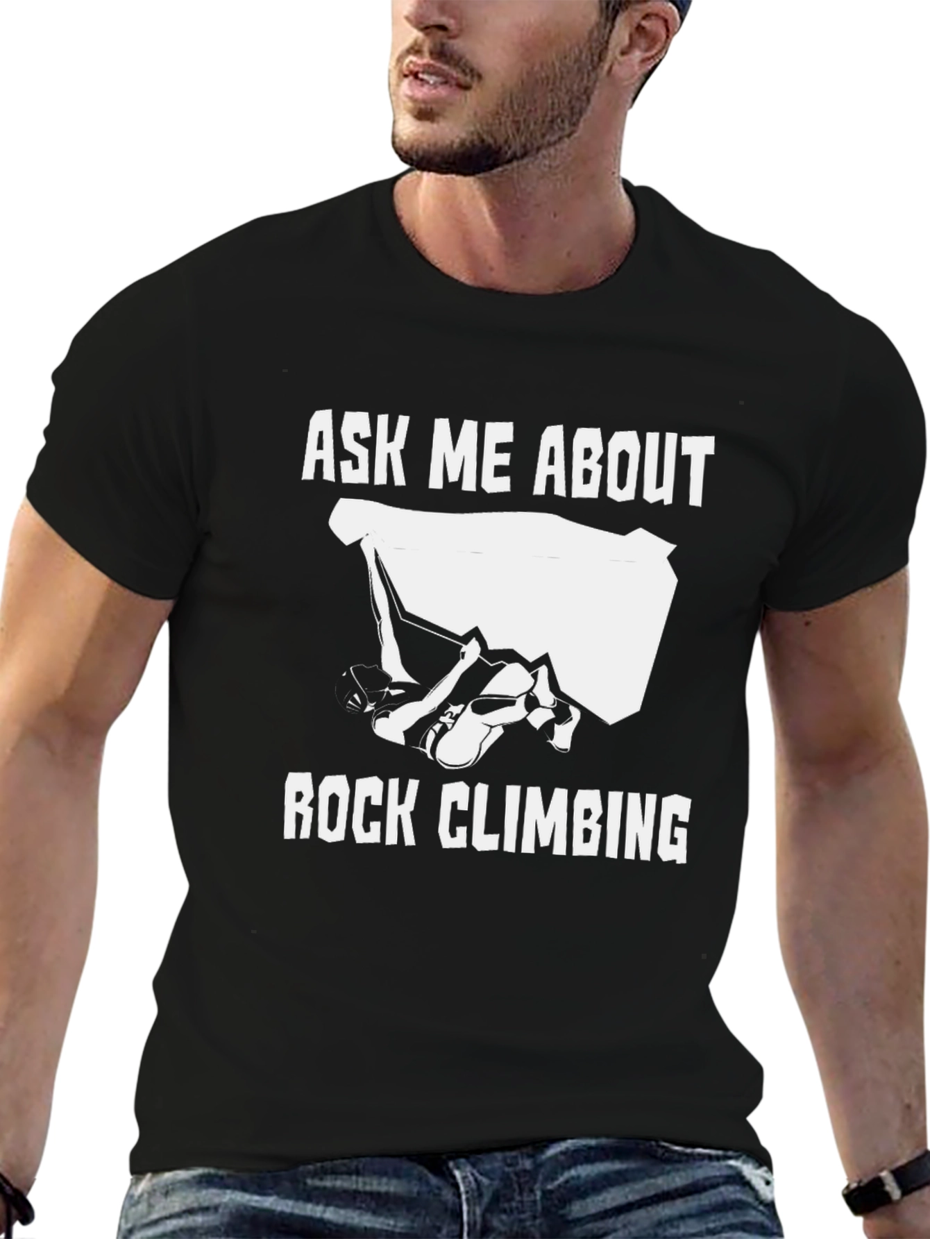 Ask Me About Rock Climbing Black Graphic Tee