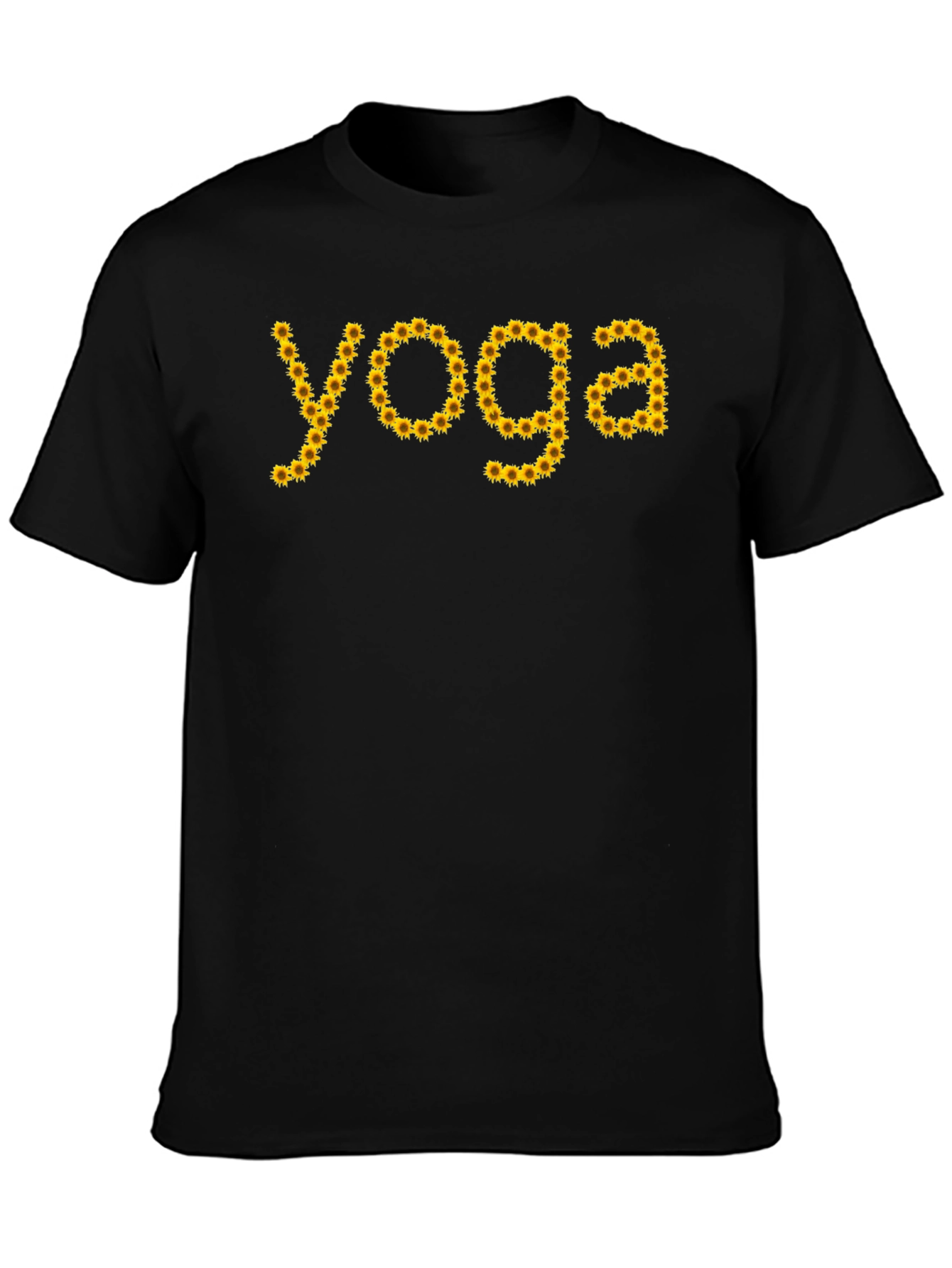 Yoga Sunflower Graphic T-Shirt - Black Cotton Tee