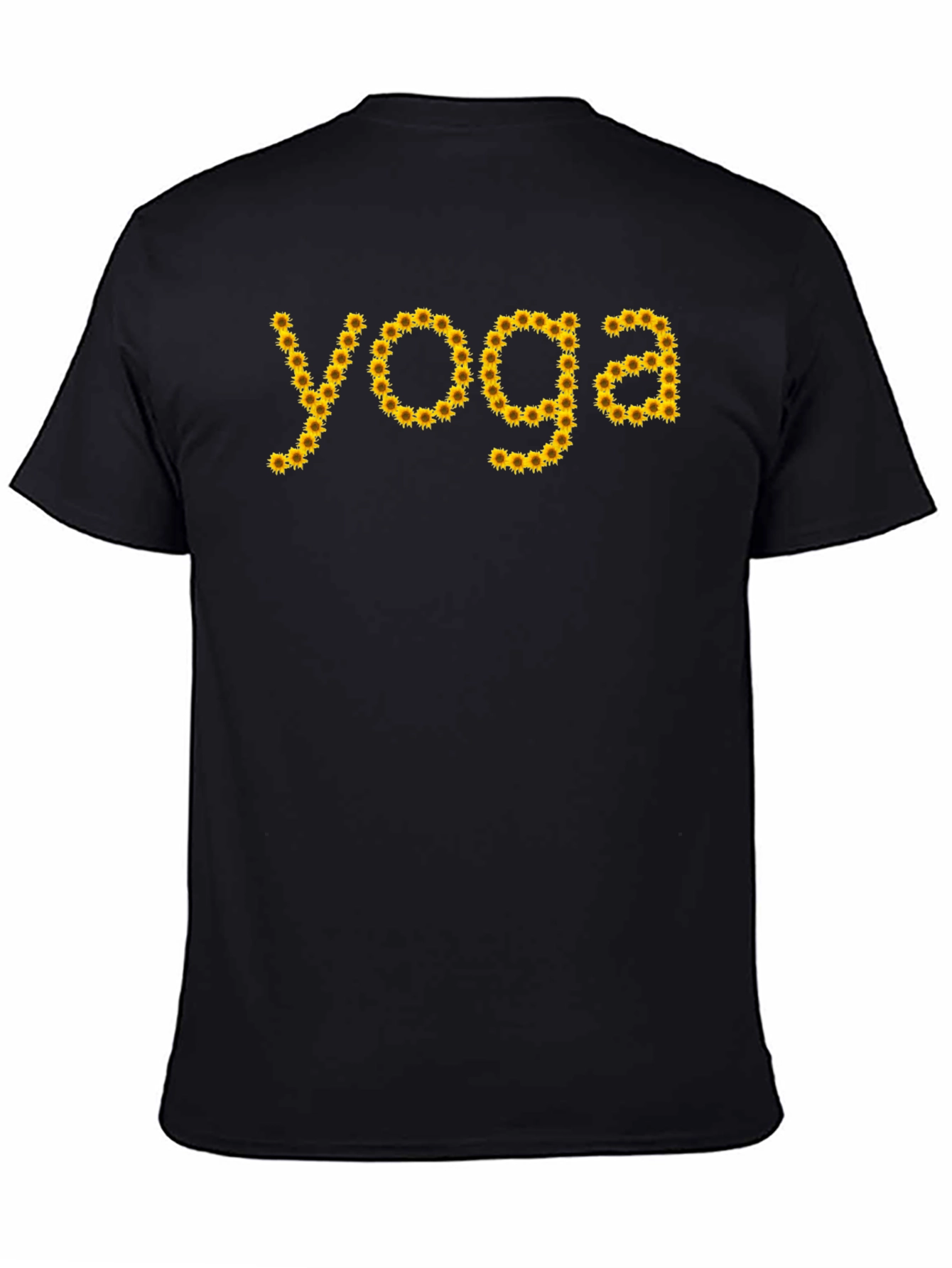 Yoga Sunflower Graphic T-Shirt - Black Cotton Tee