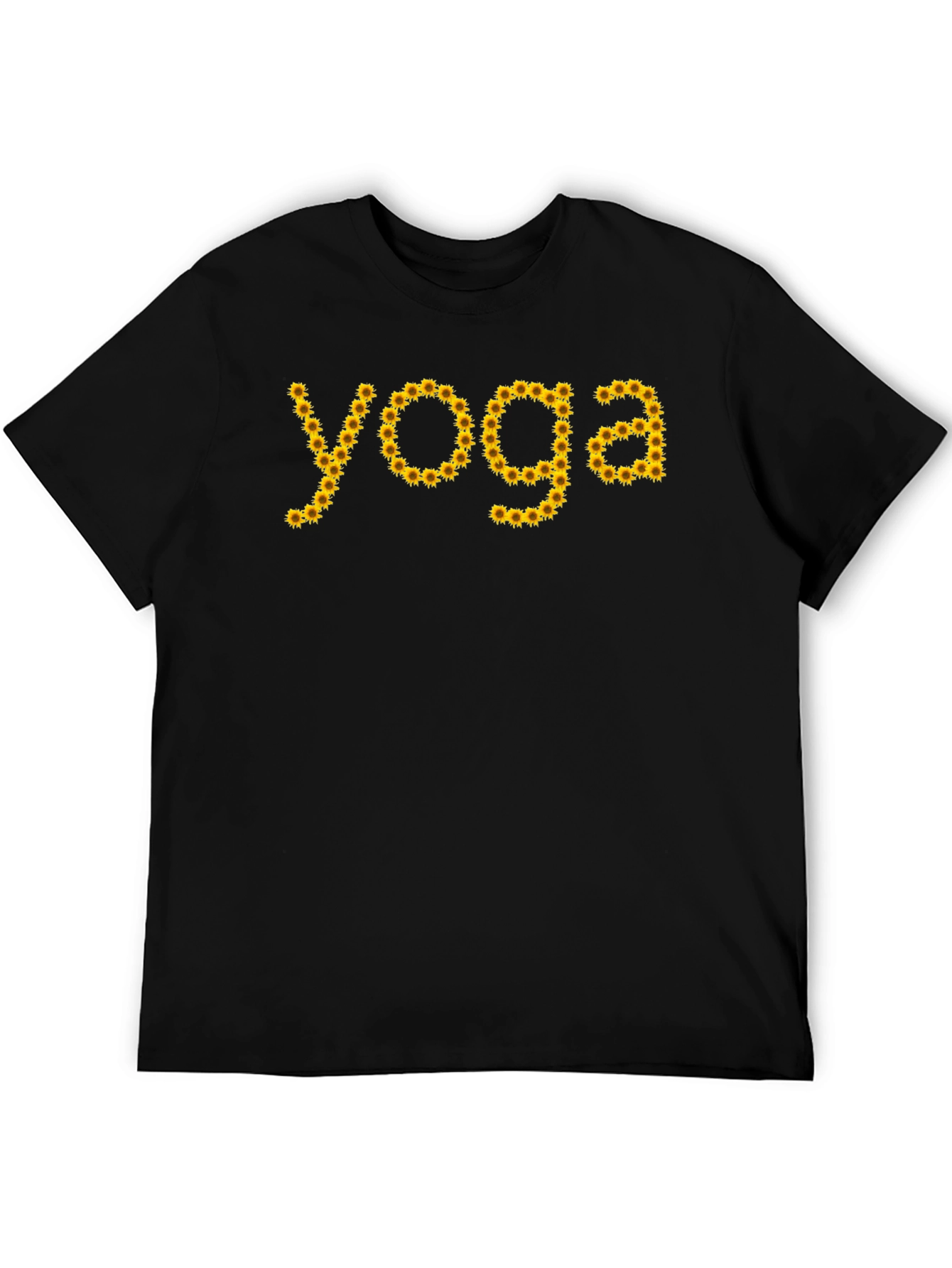 Yoga Sunflower Graphic T-Shirt - Black Cotton Tee