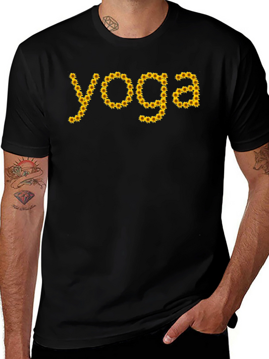 Yoga Sunflower Graphic T-Shirt - Black Cotton Tee