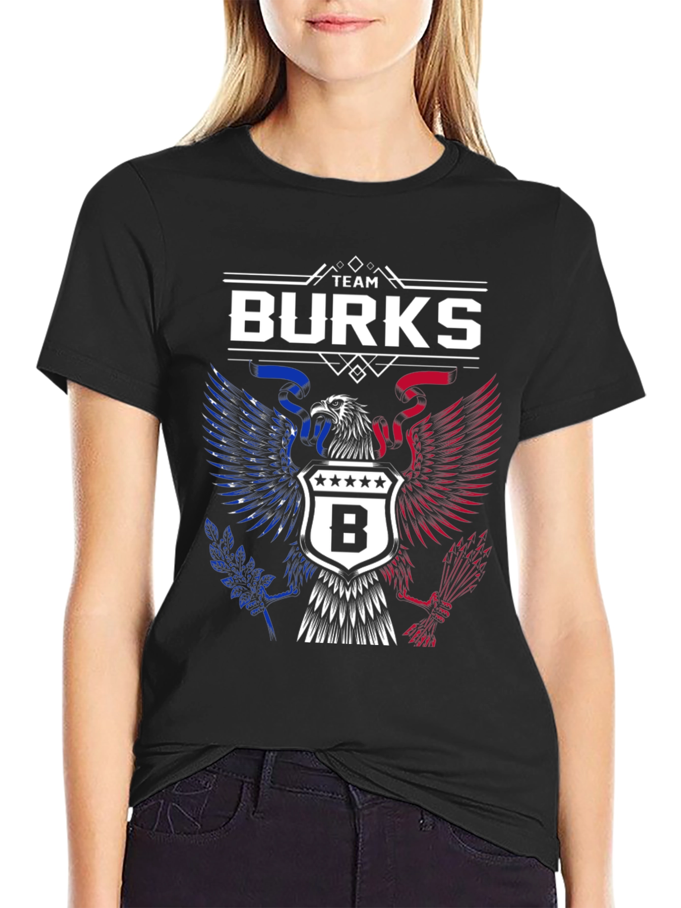 Team Burks Eagle Crest Black T-Shirt