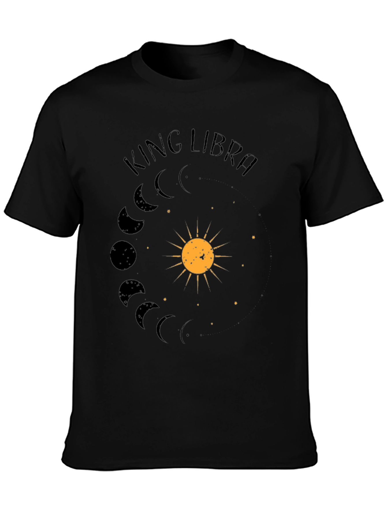 King Libra Zodiac Sign T-Shirt - Black Cotton