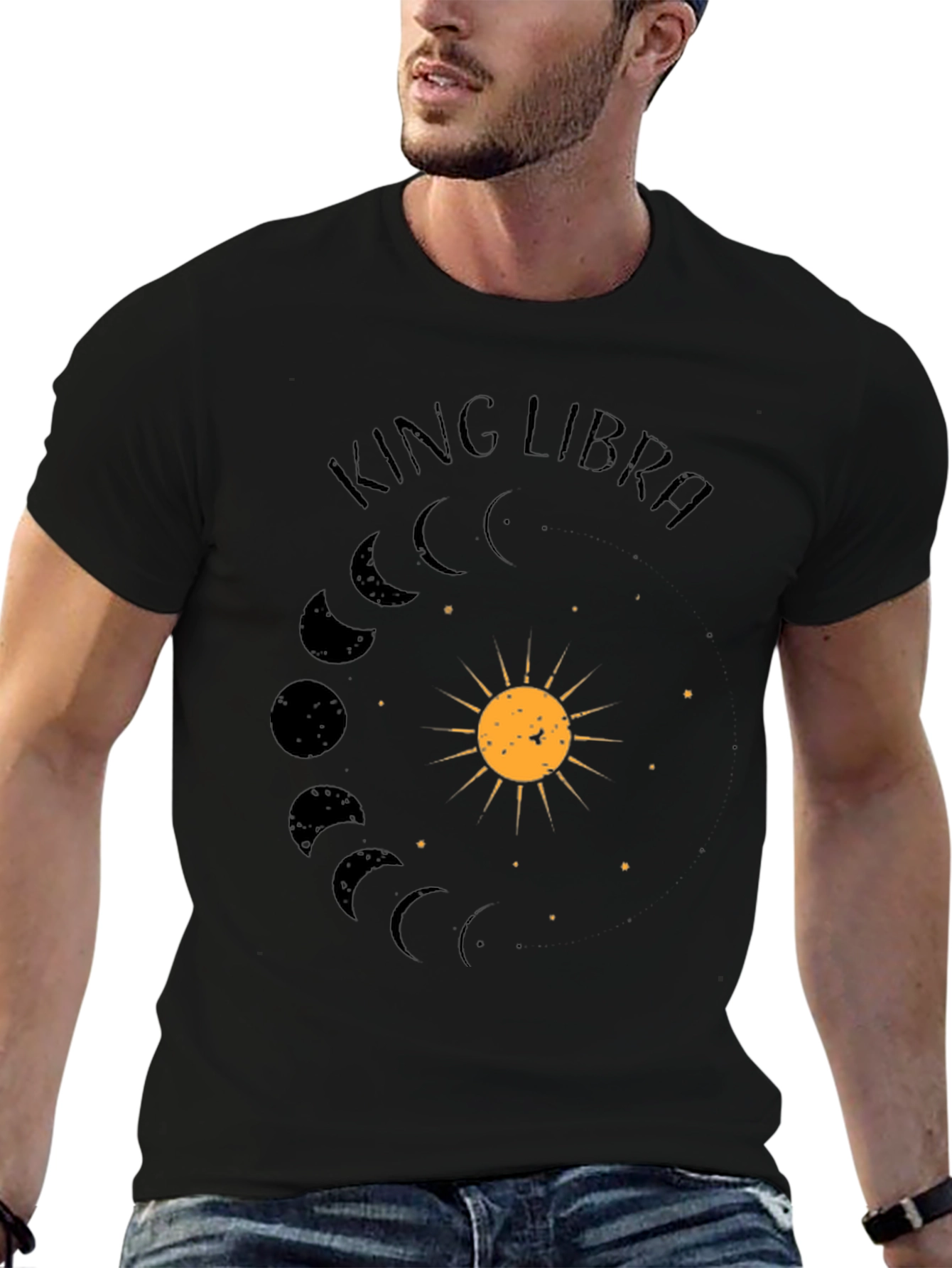 King Libra Zodiac Sign T-Shirt - Black Cotton