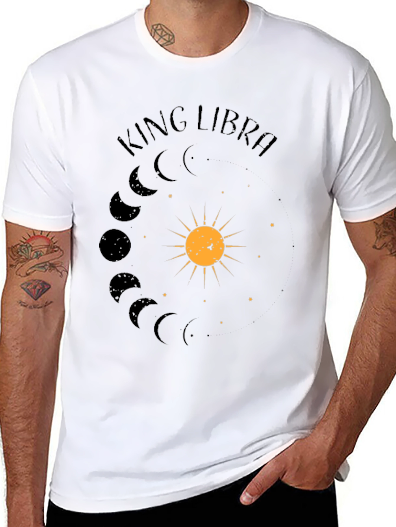 King Libra Zodiac Sign T-Shirt - Black Cotton