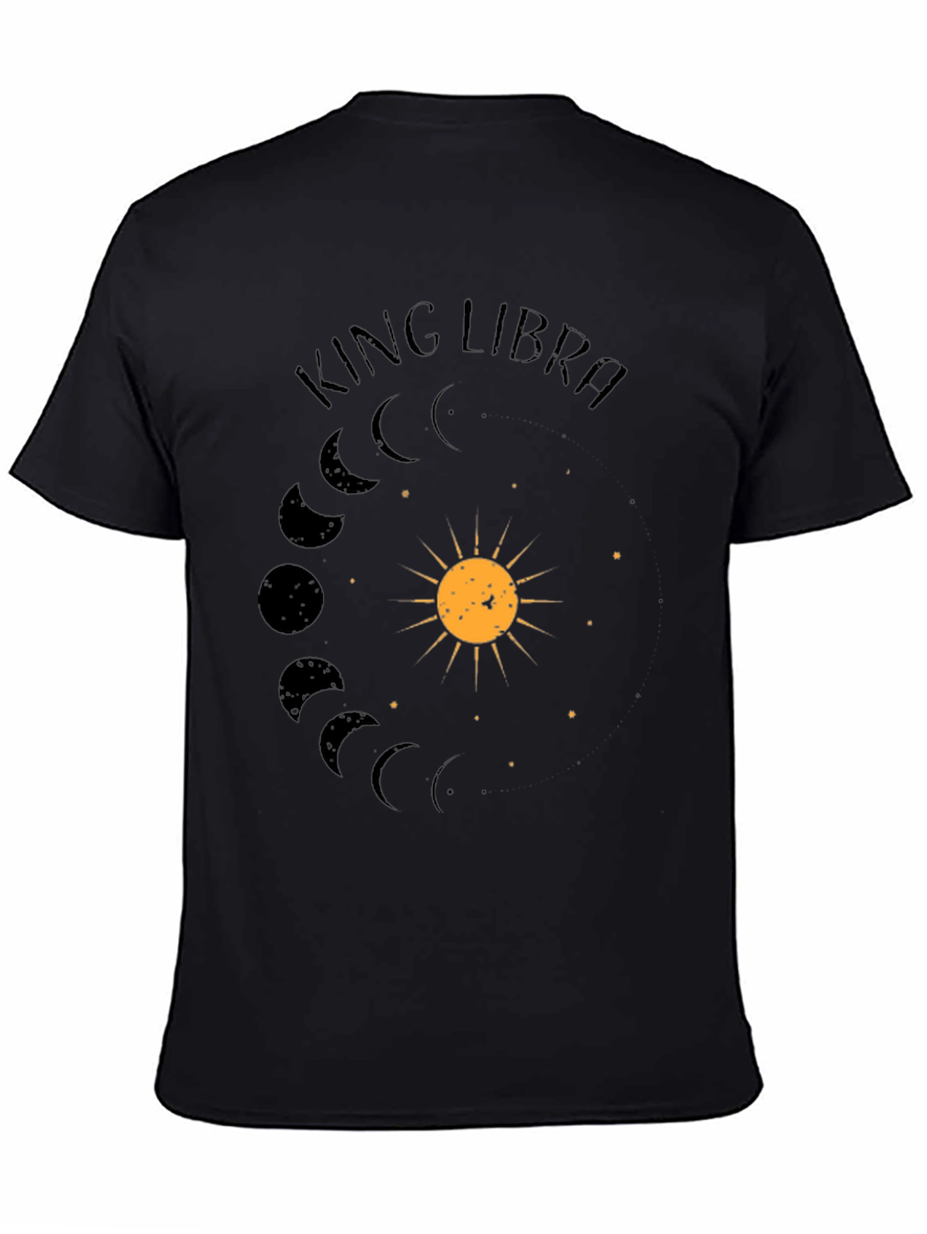 King Libra Zodiac Sign T-Shirt - Black Cotton