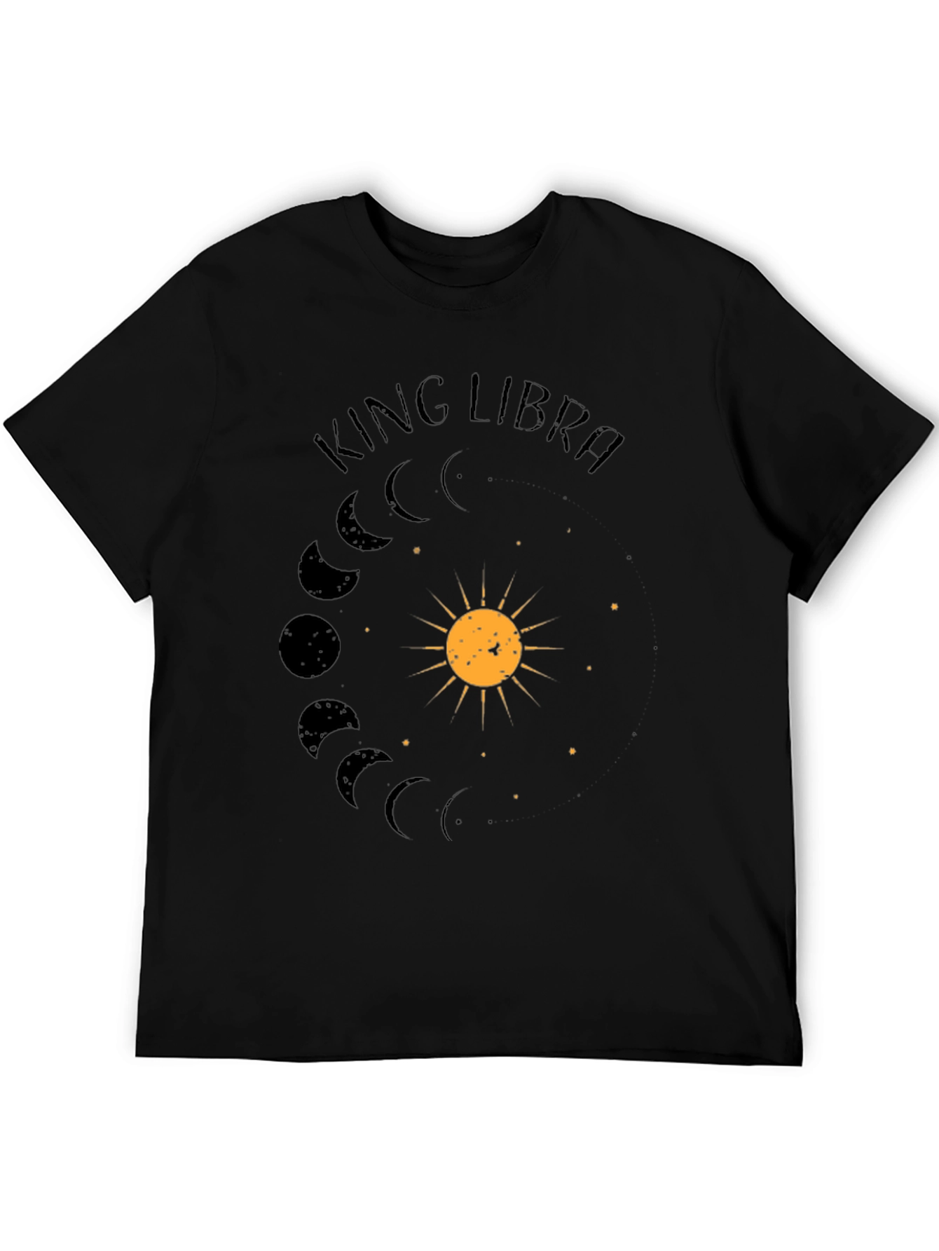 King Libra Zodiac Sign T-Shirt - Black Cotton