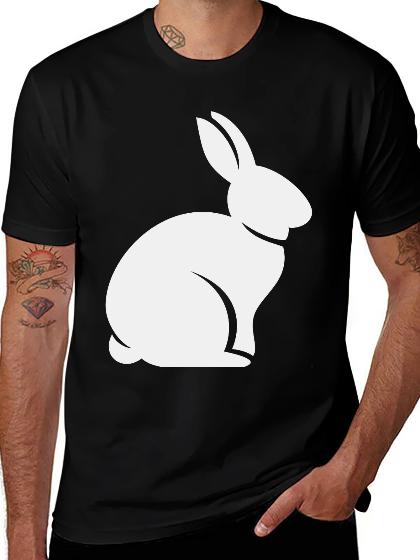 Rabbit Graphic Tee - Black Casual T-Shirt
