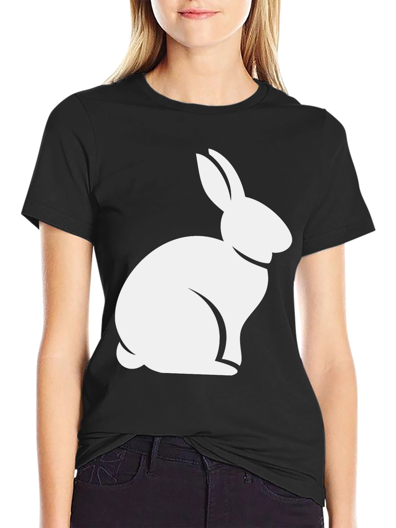 Rabbit Graphic Tee - Black Casual T-Shirt