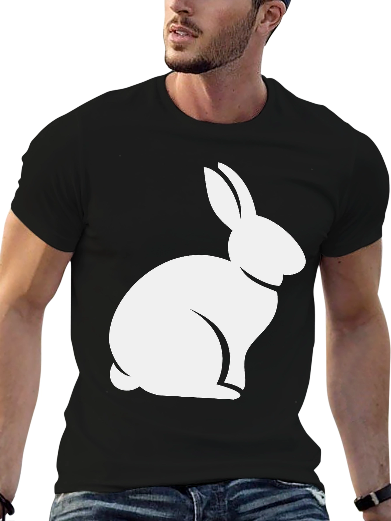 Rabbit Graphic Tee - Black Casual T-Shirt