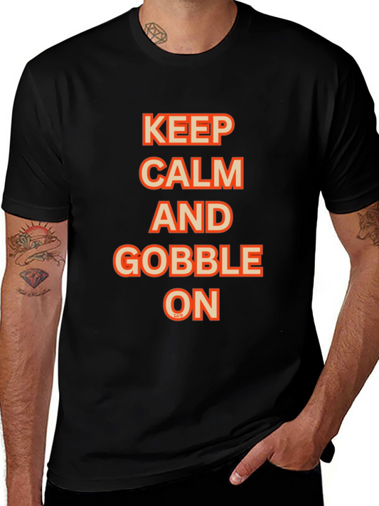 Keep Calm and Gobble On Black Graphic Tee