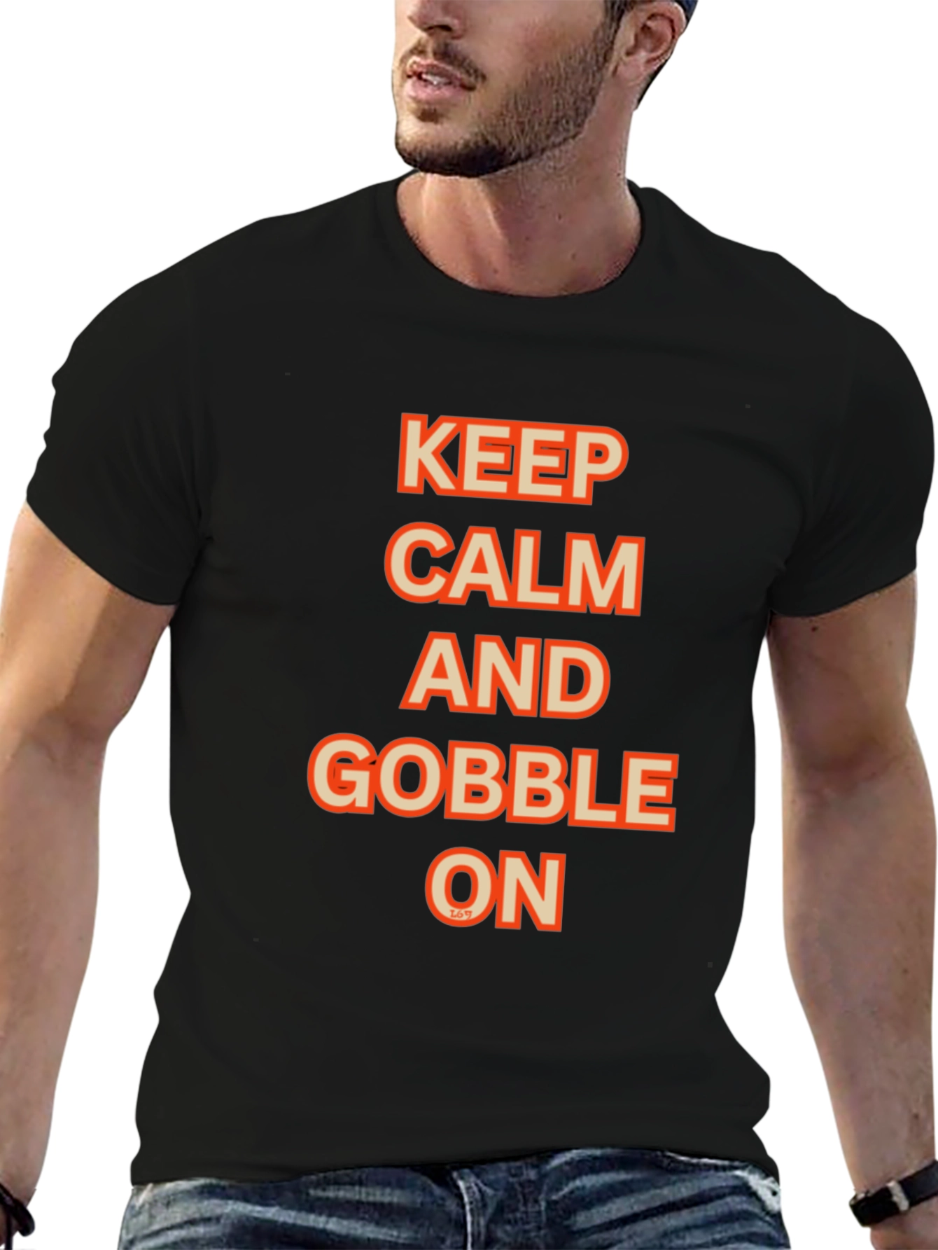 Keep Calm and Gobble On Black Graphic Tee