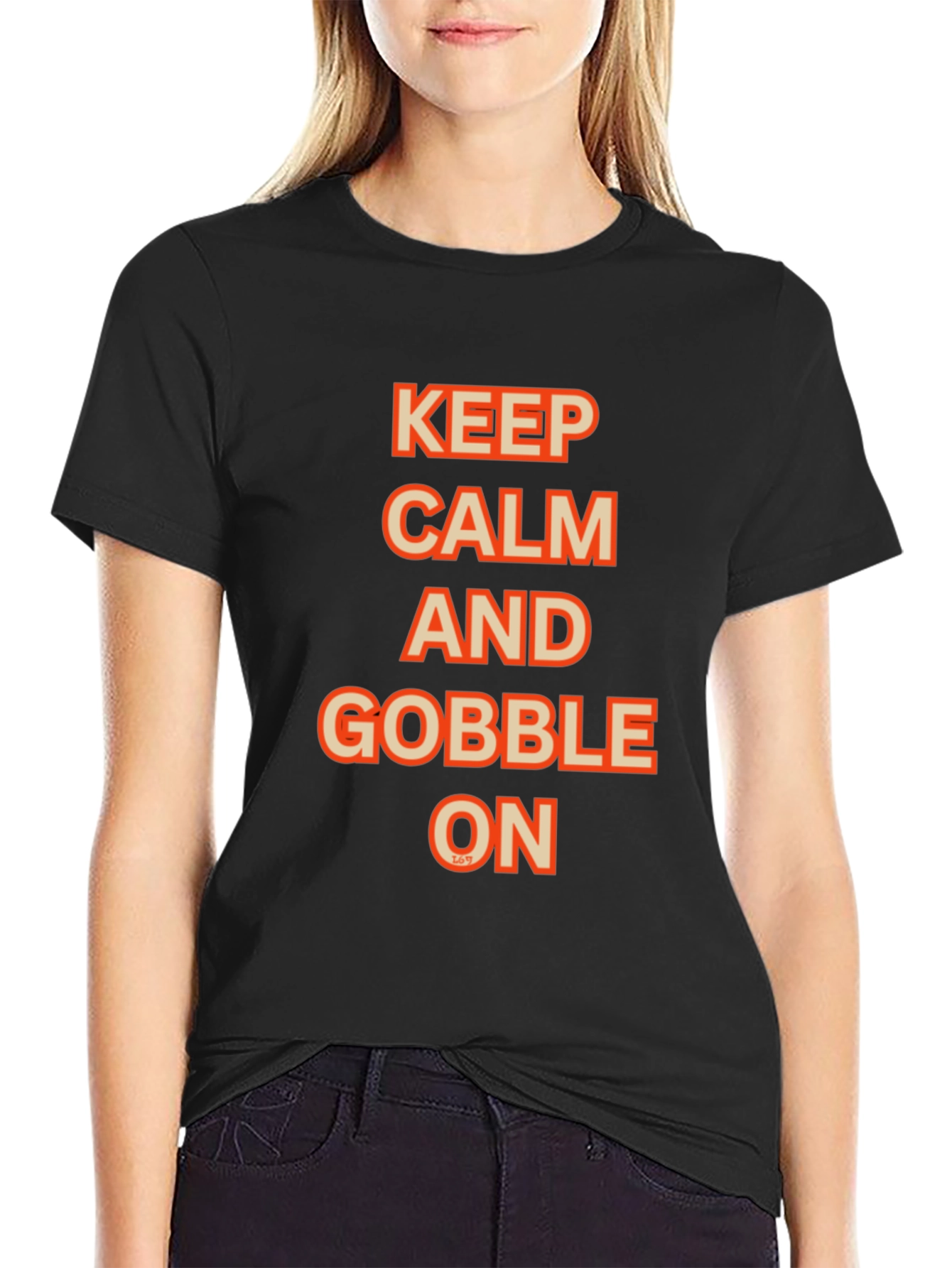Keep Calm and Gobble On Black Graphic Tee