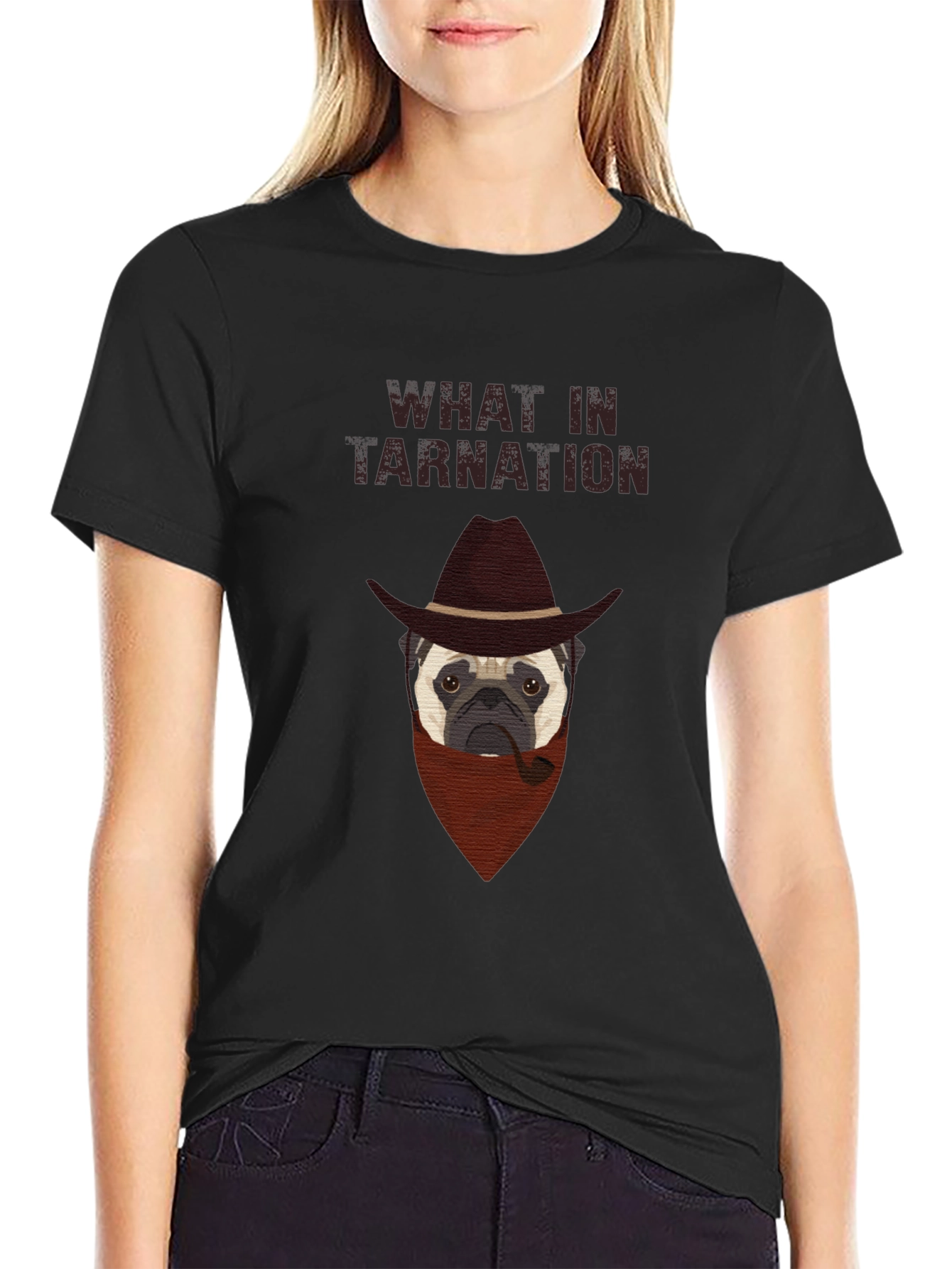 What In Tarnation Pug T-Shirt - Western Dog Tee