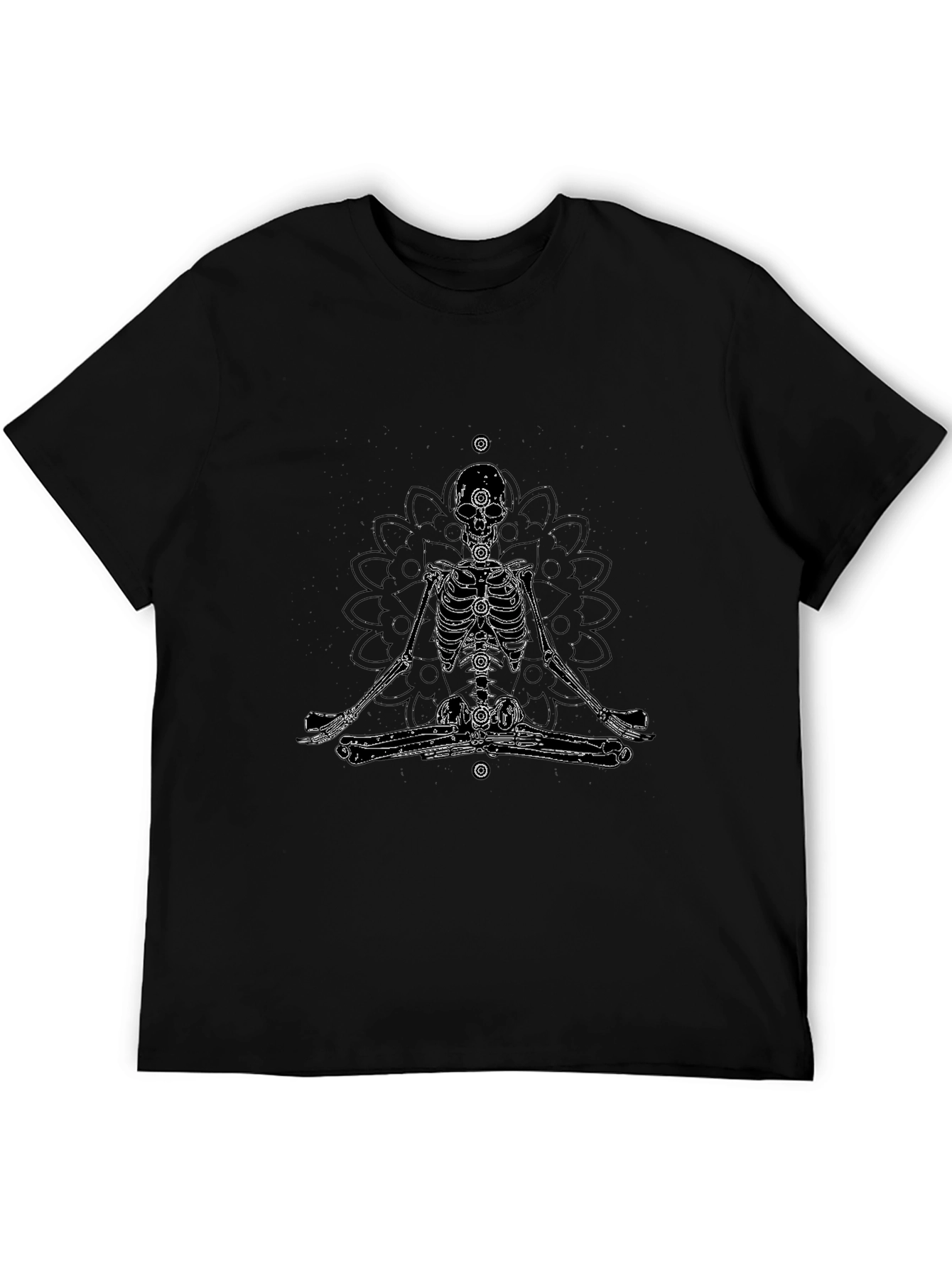 Meditating Skeleton Graphic Tee - Black