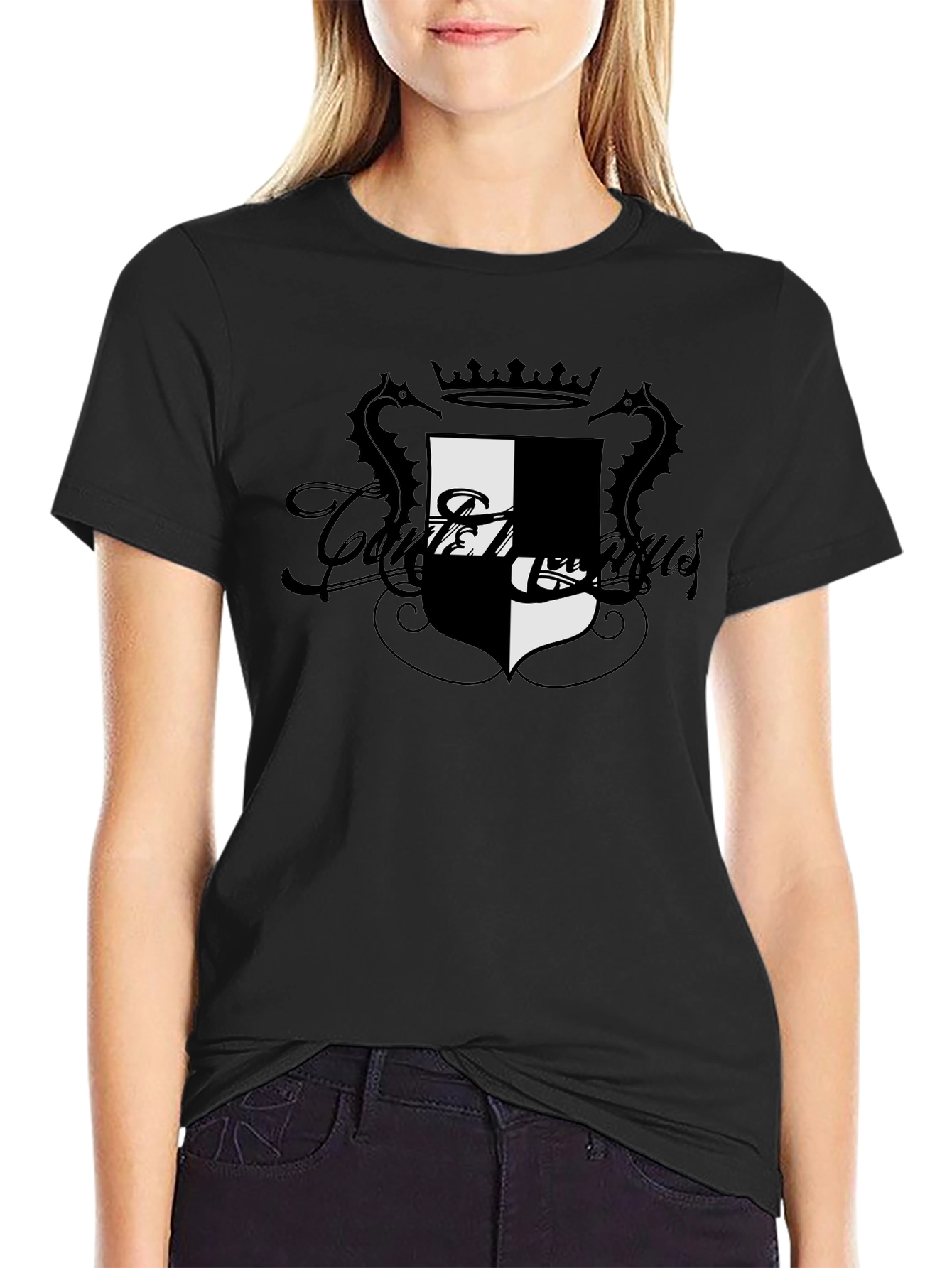 Stylish Black T-Shirt with Crest Design