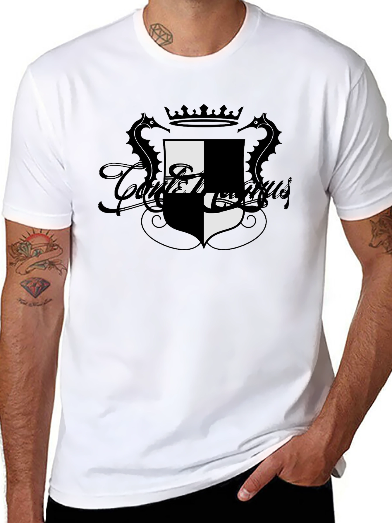 Stylish Black T-Shirt with Crest Design