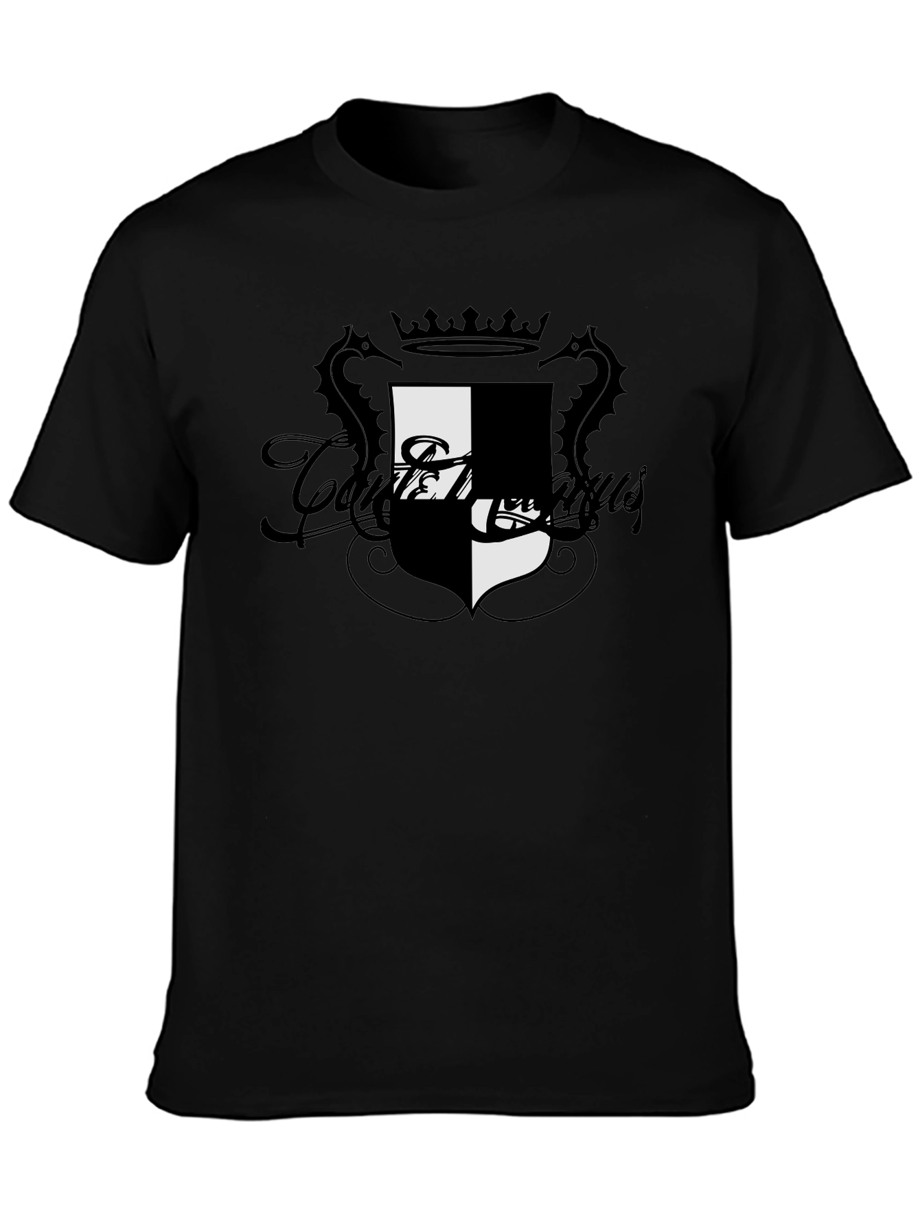 Stylish Black T-Shirt with Crest Design