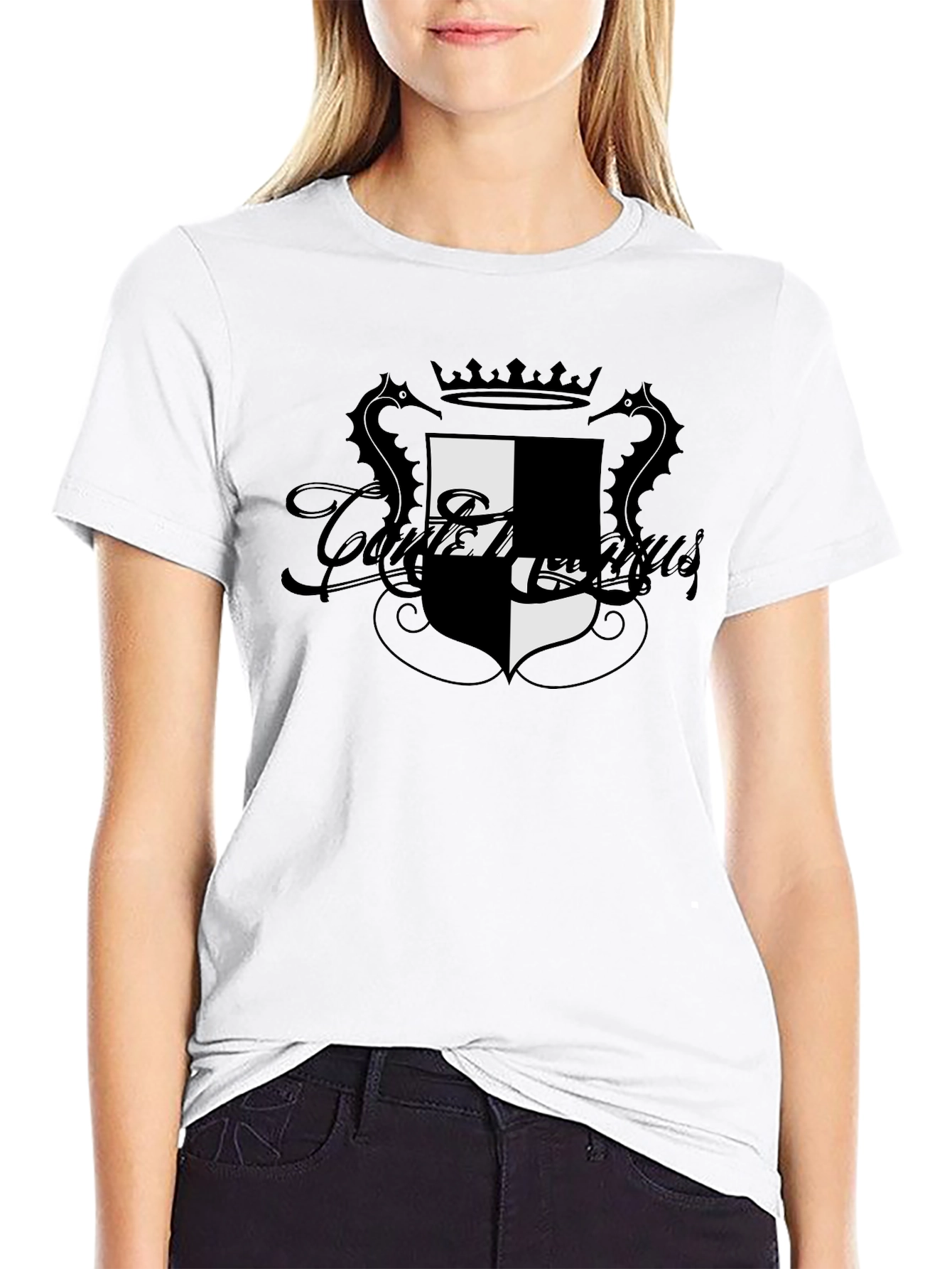 Stylish Black T-Shirt with Crest Design