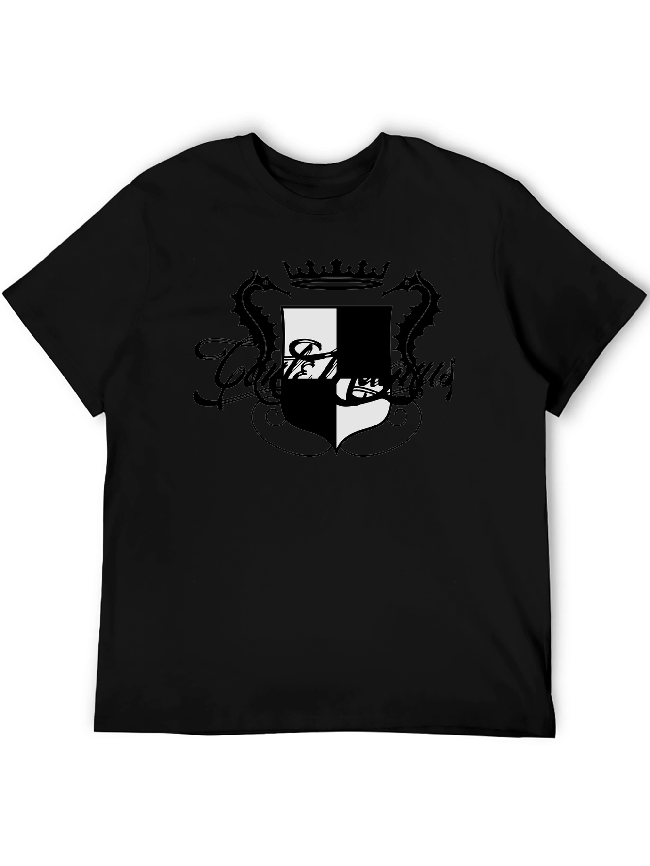 Stylish Black T-Shirt with Crest Design