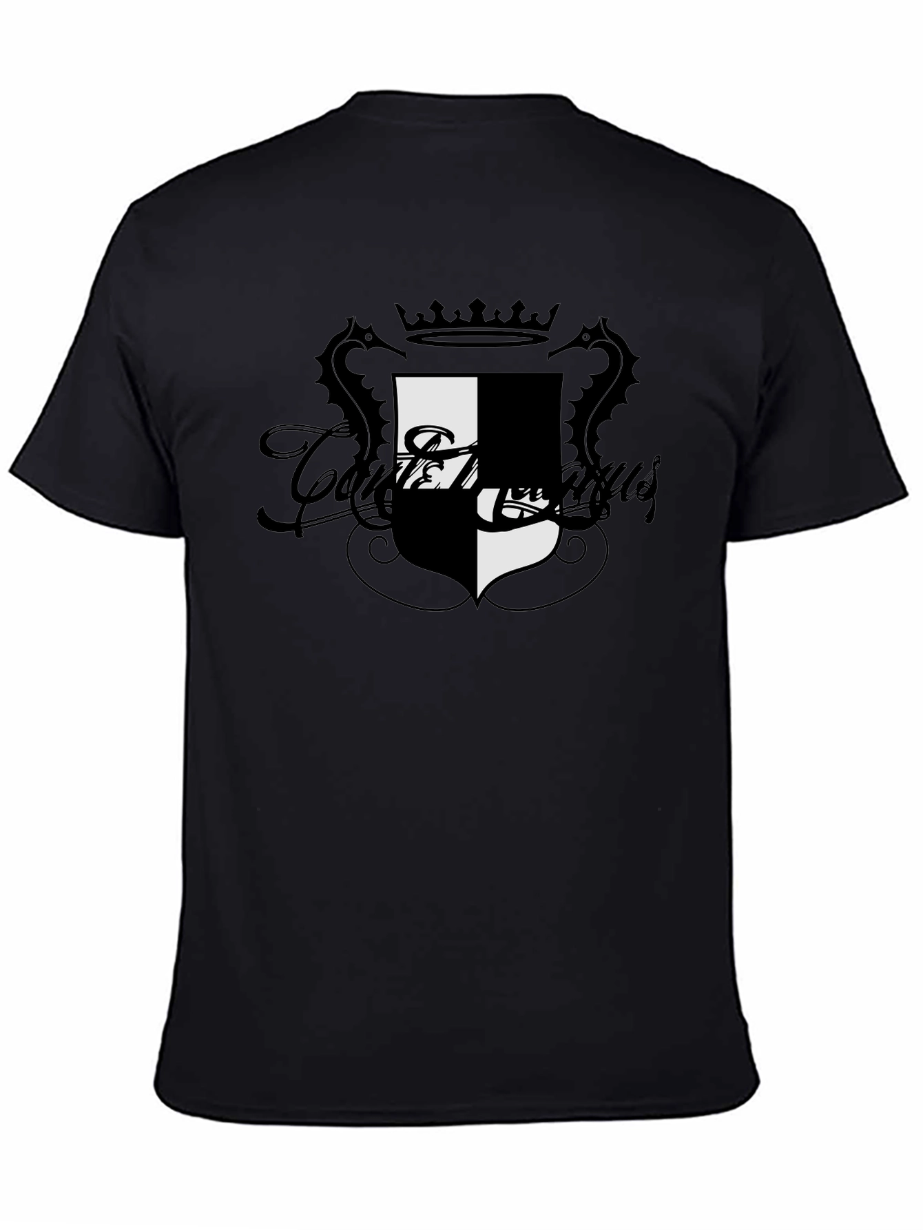 Stylish Black T-Shirt with Crest Design