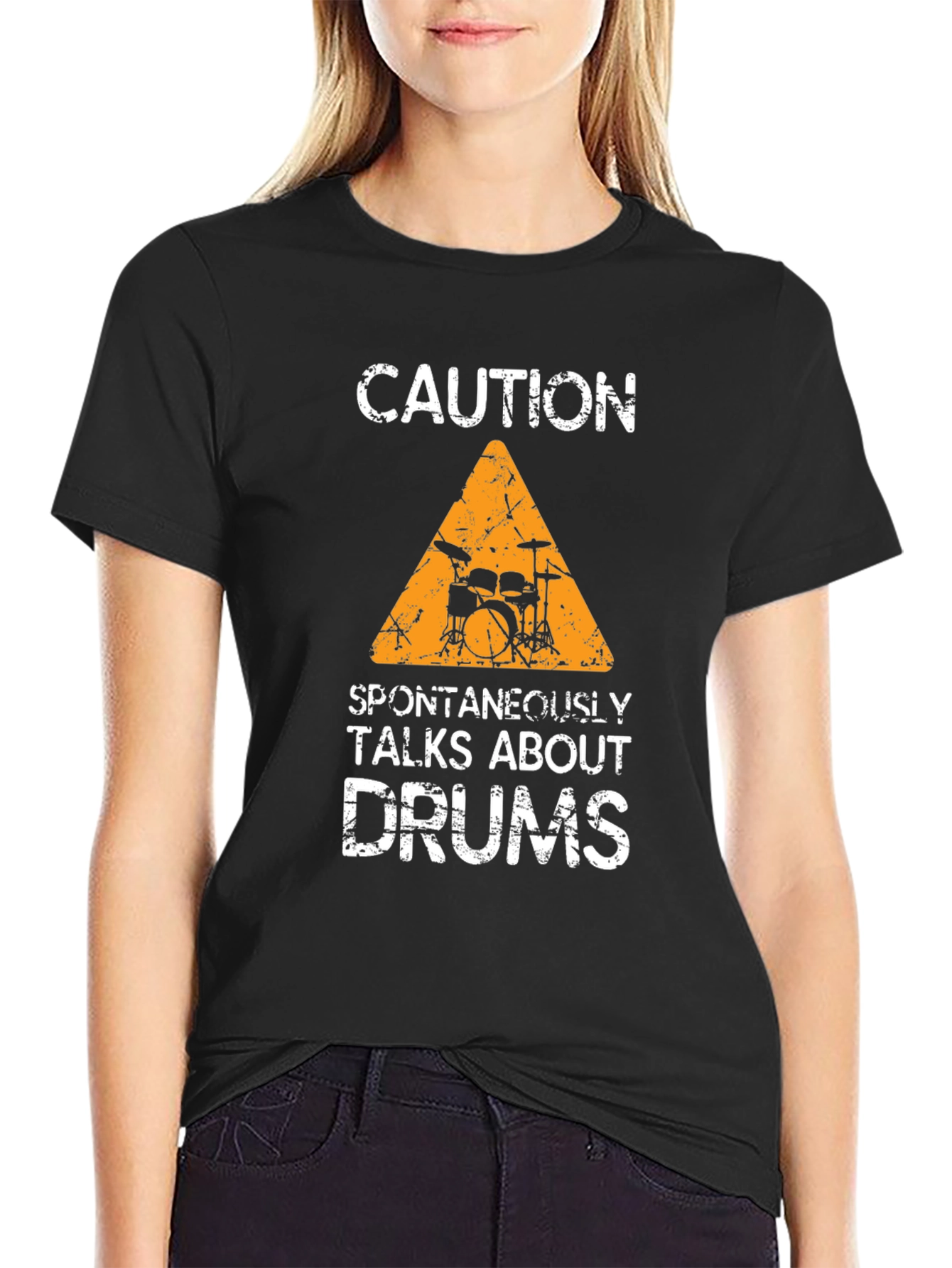 Caution: Spontaneously Talks About Drums T-Shirt