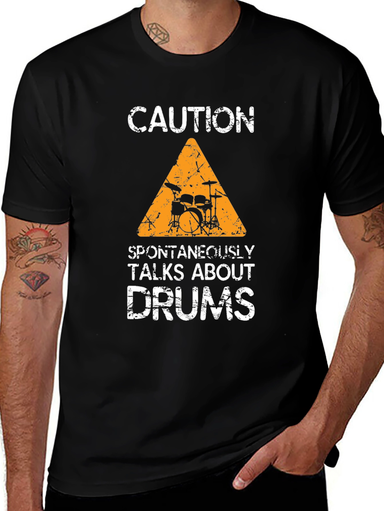 Caution: Spontaneously Talks About Drums T-Shirt