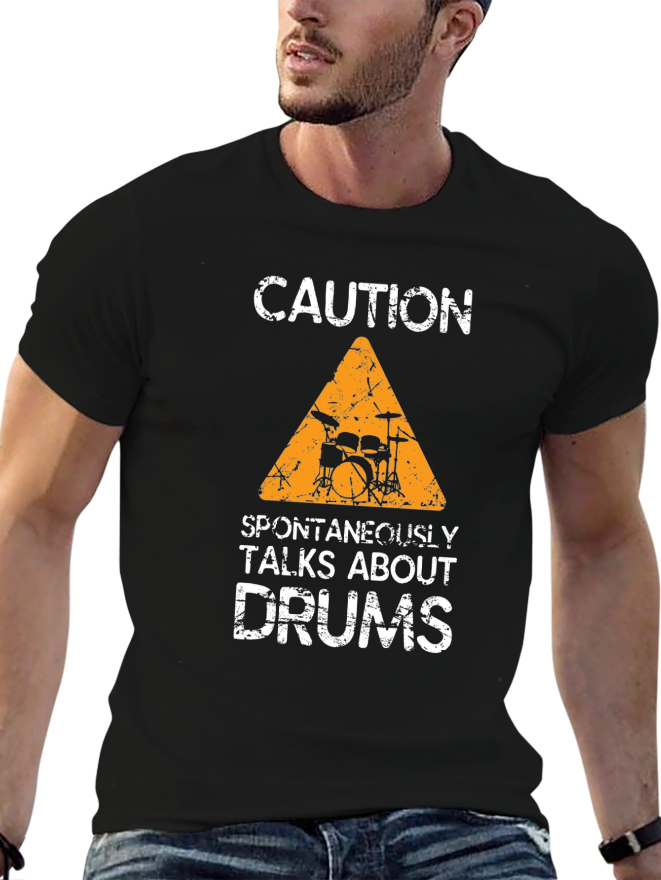 Caution: Spontaneously Talks About Drums T-Shirt