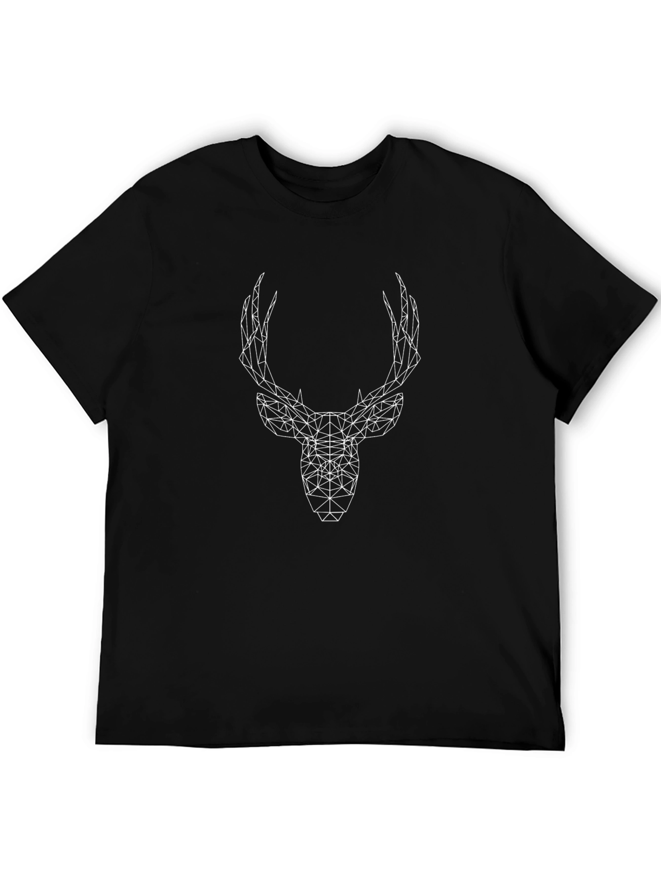 Geometric Deer Graphic Tee - Black Casual Shirt