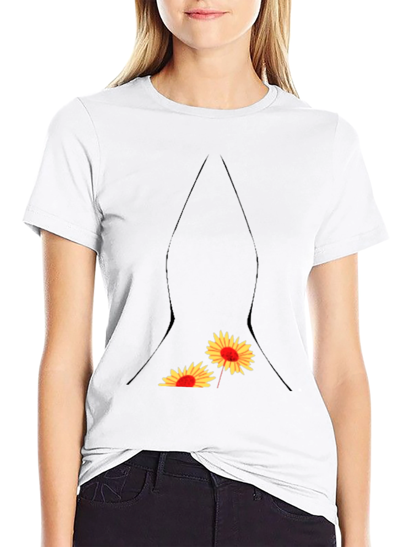 Sunflower Pocket Print Black T-Shirt
