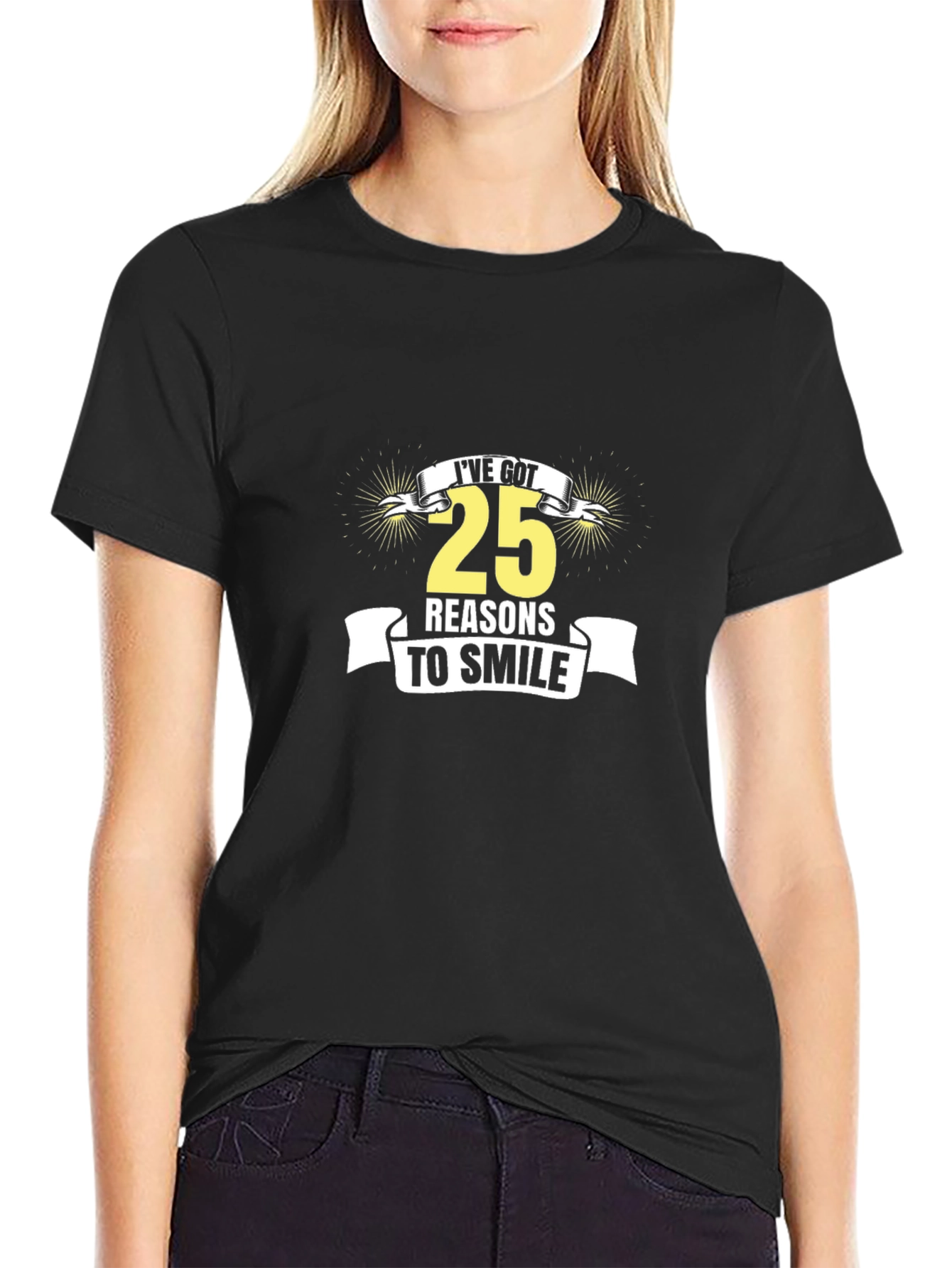 25 Reasons to Smile Graphic Tee - Black