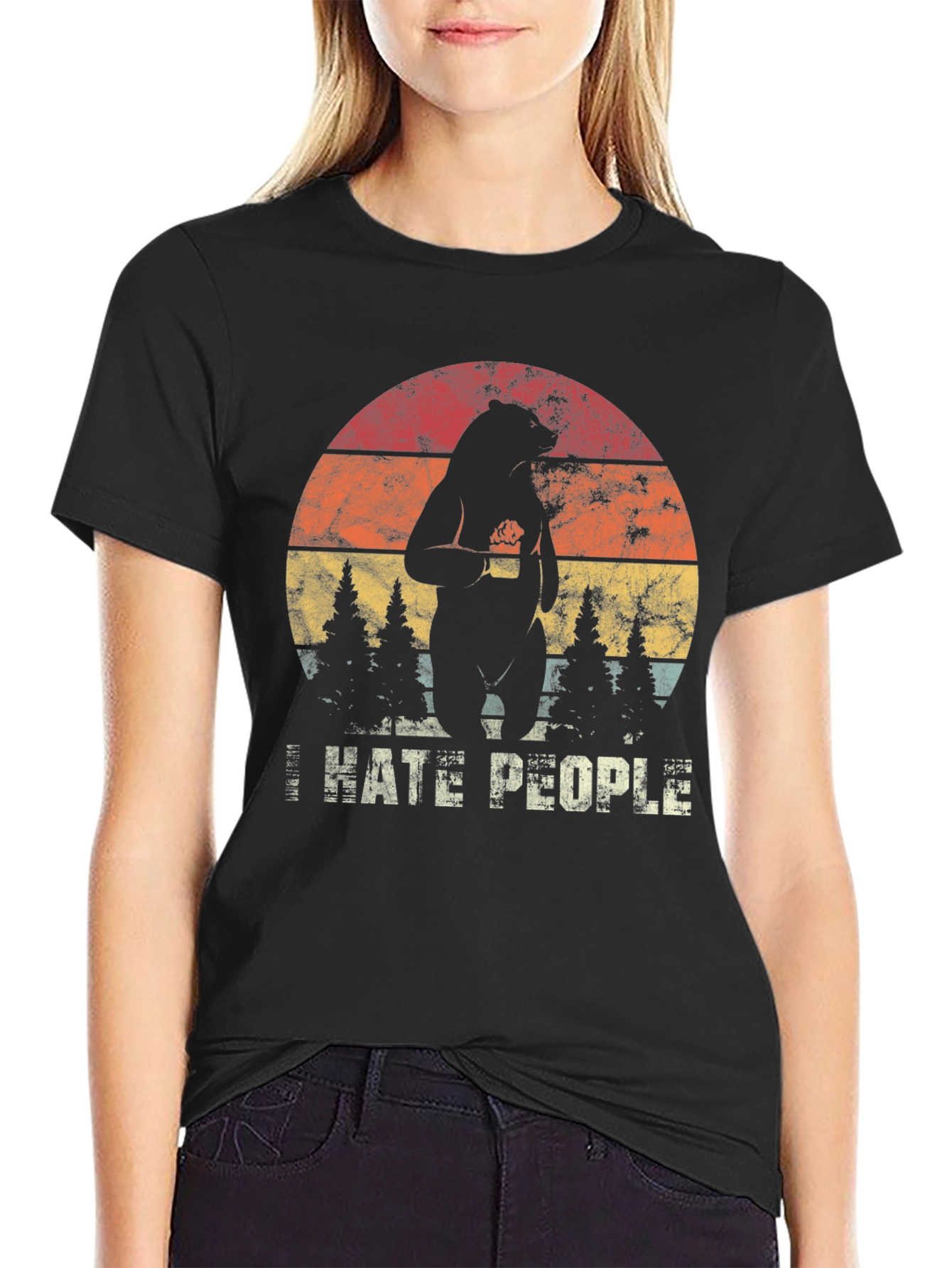 I Hate People Bear Graphic T-Shirt