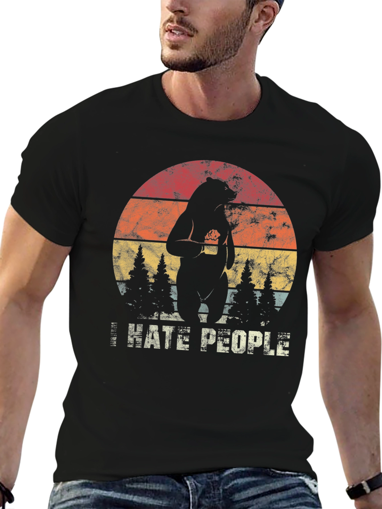 I Hate People Bear Graphic T-Shirt