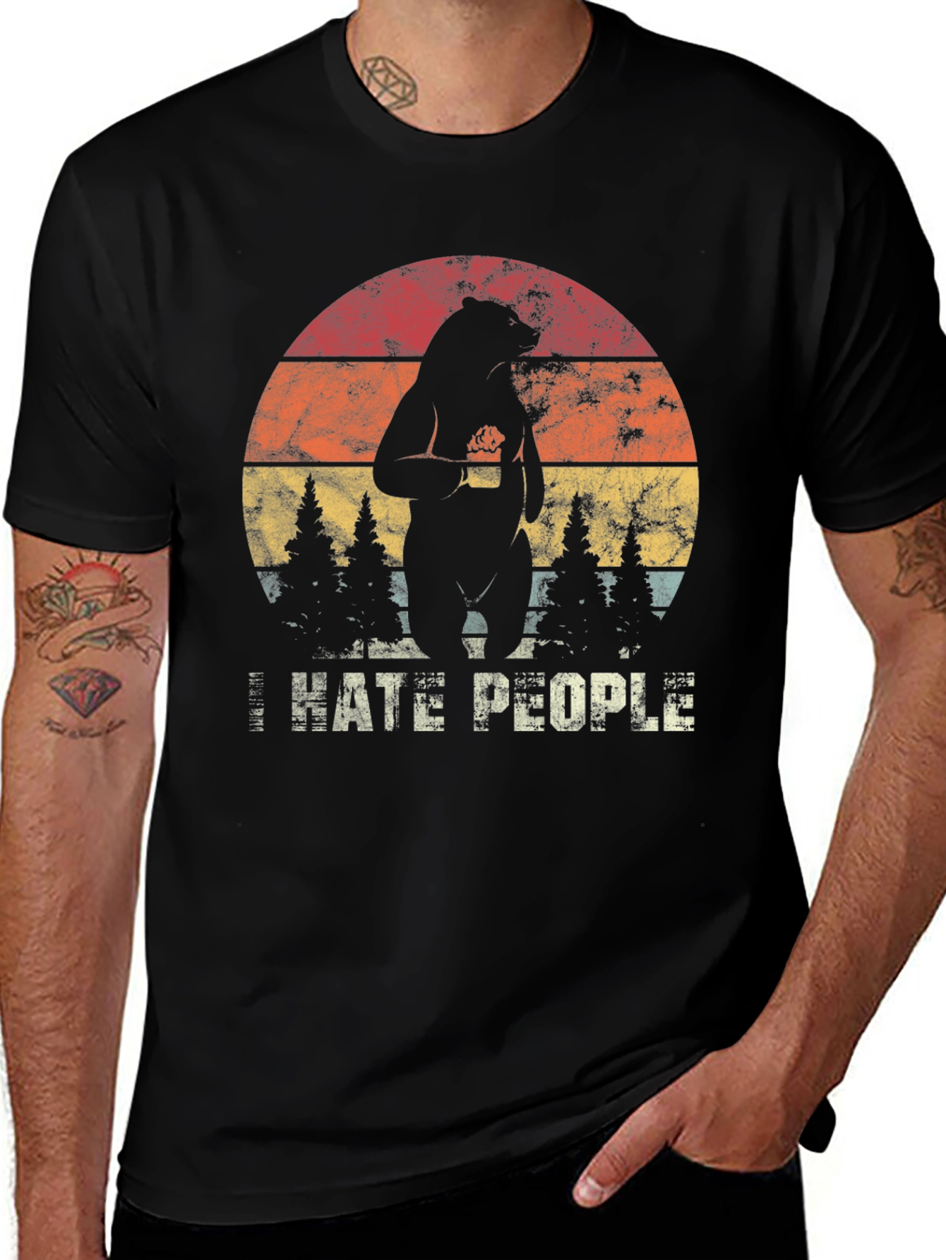 I Hate People Bear Graphic T-Shirt