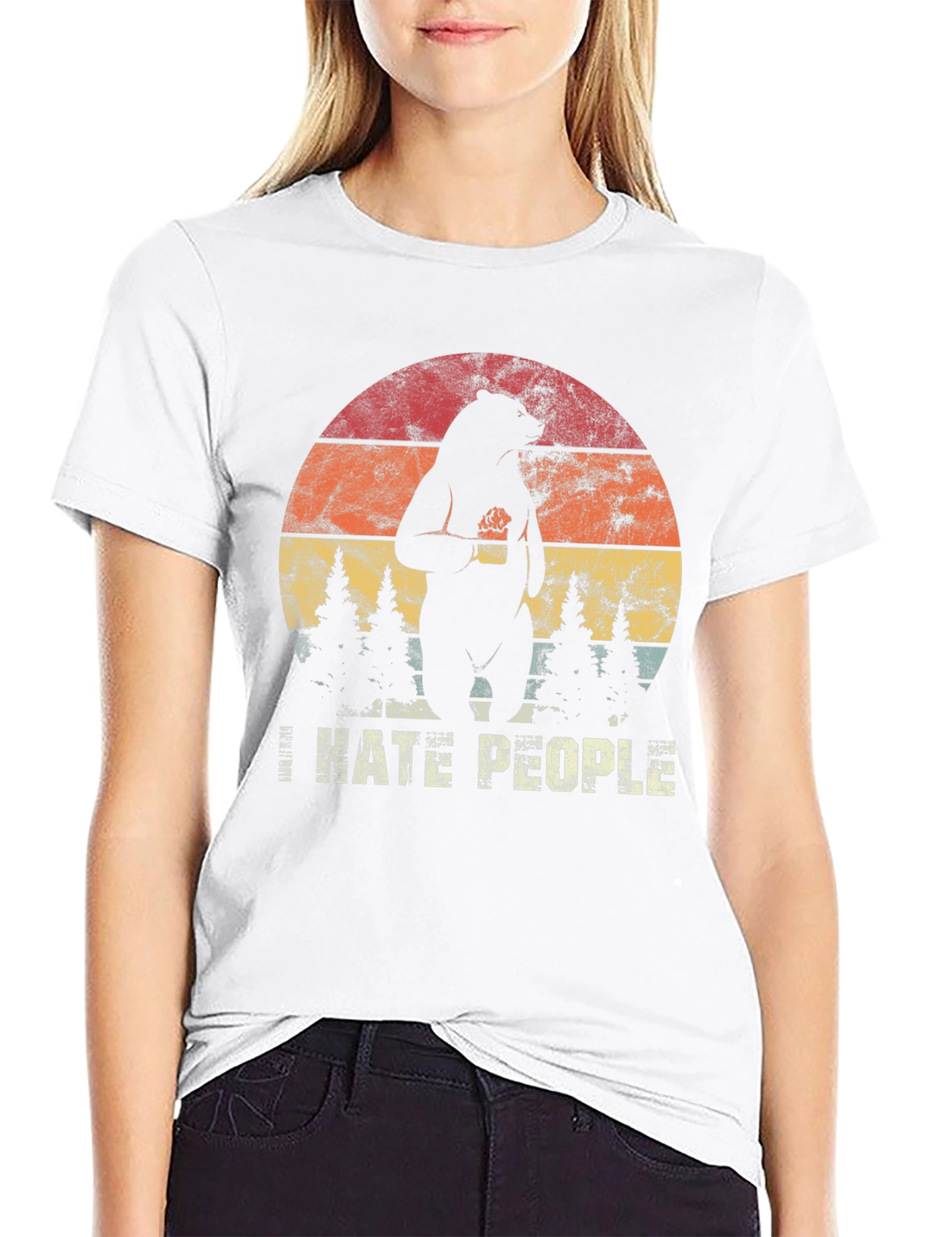 I Hate People Bear Graphic T-Shirt