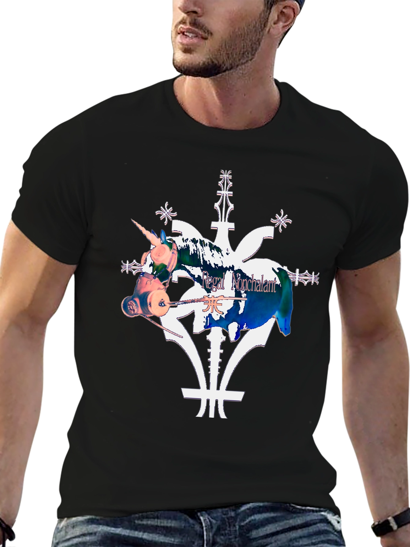Unicorn Tee: Regal Nonchalant Black T-Shirt