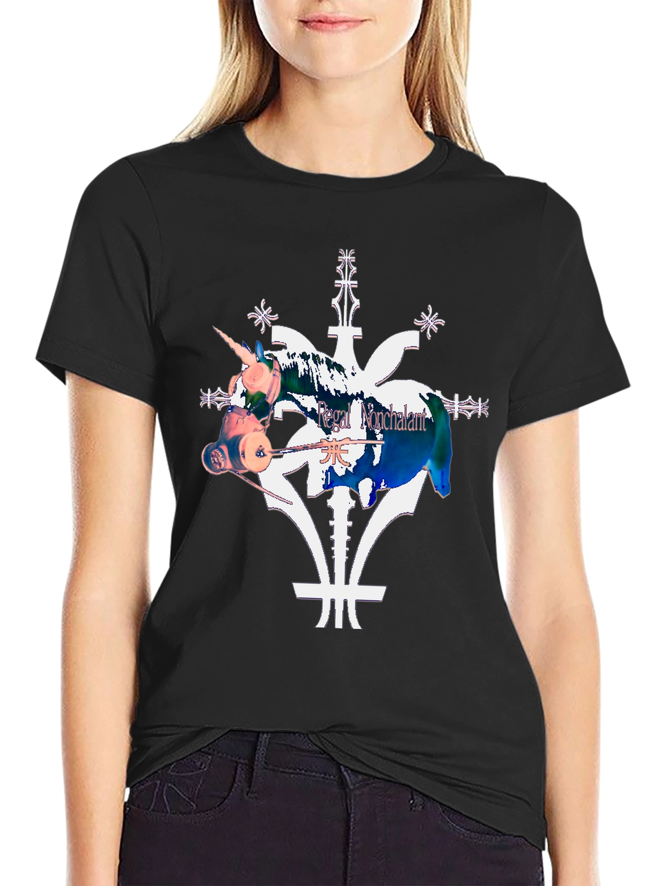 Unicorn Tee: Regal Nonchalant Black T-Shirt